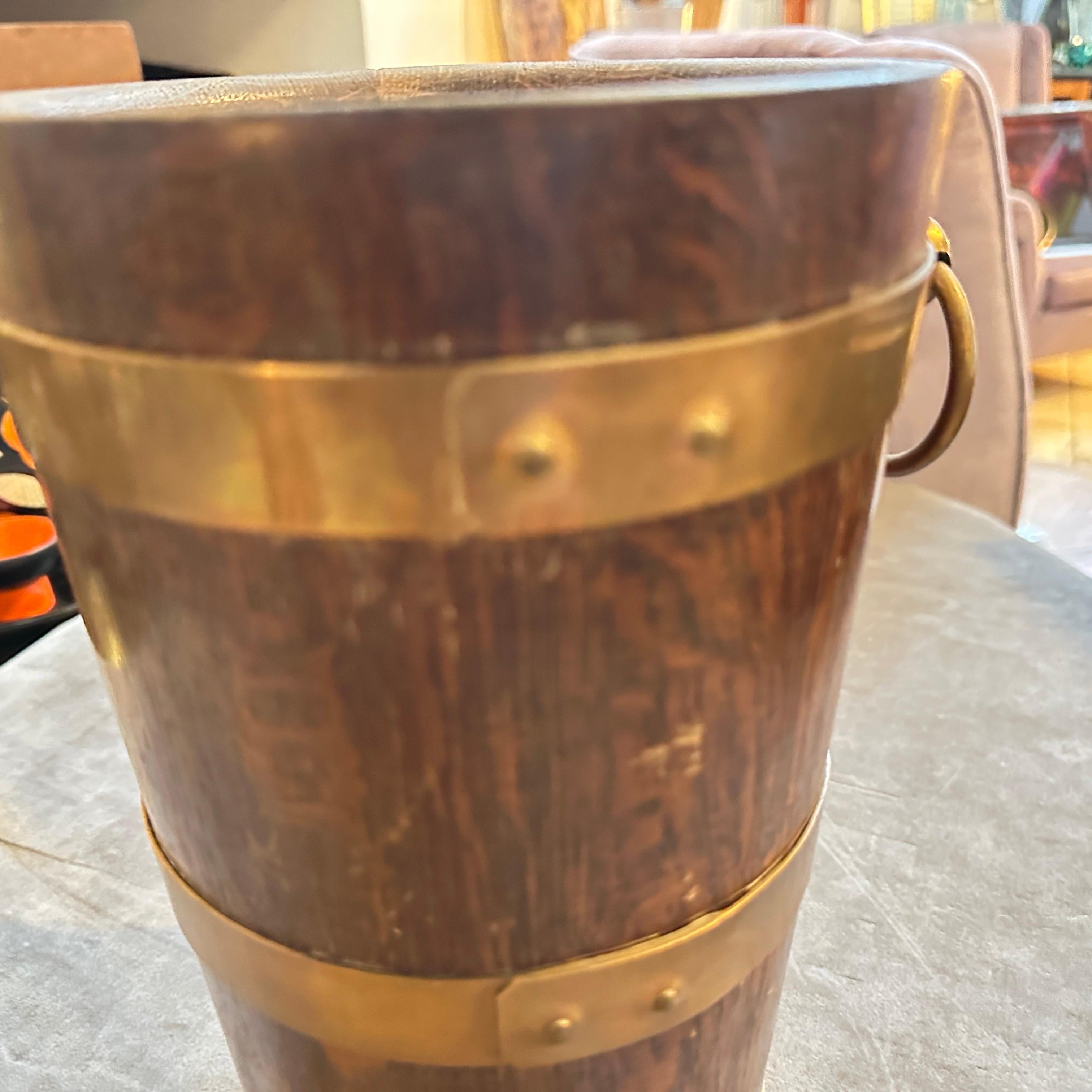 1940s Art Deco Oak Wood and Copper French Wine Cooler by Geraud Lafitte For Sale 7