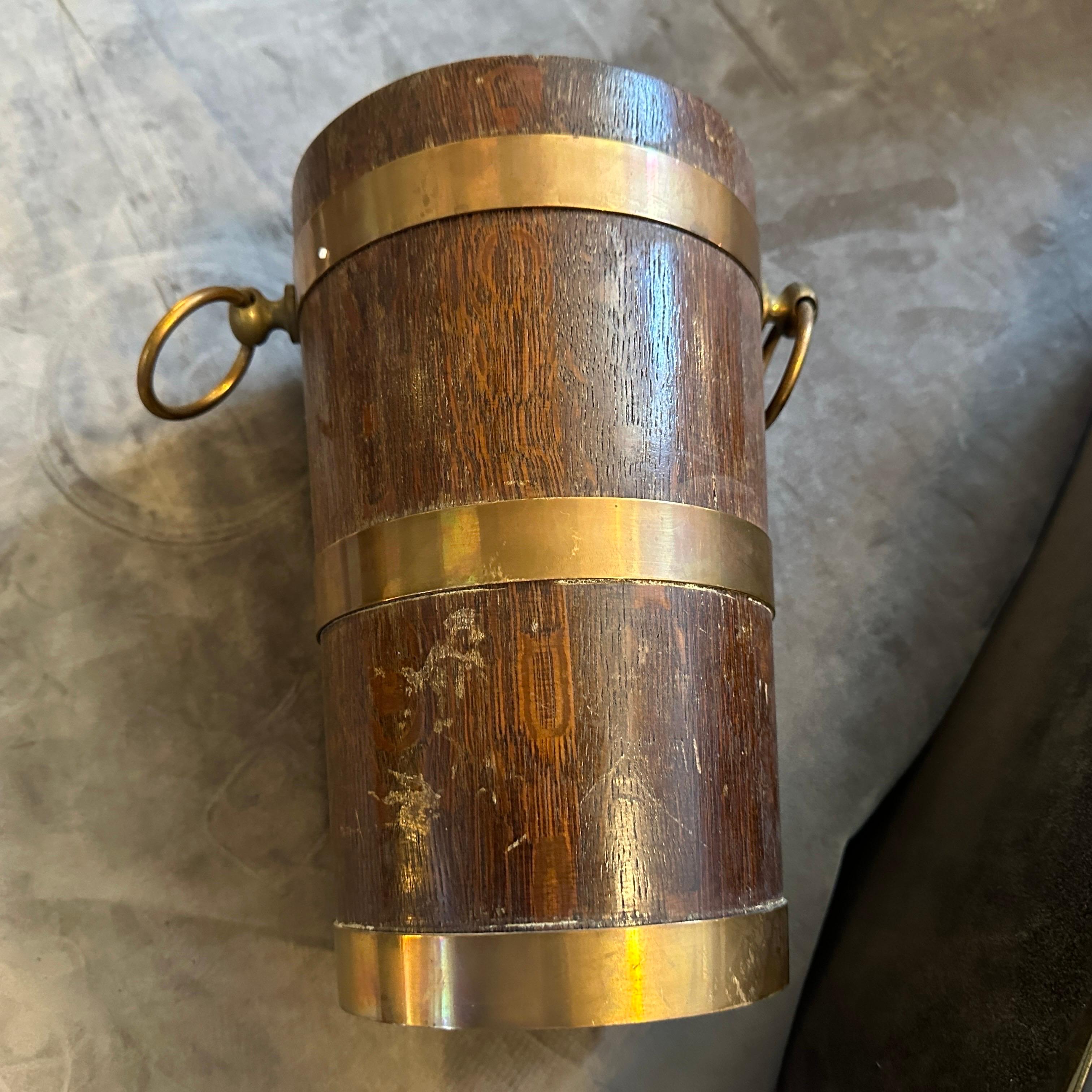 1940s Art Deco Oak Wood and Copper French Wine Cooler by Geraud Lafitte For Sale 8