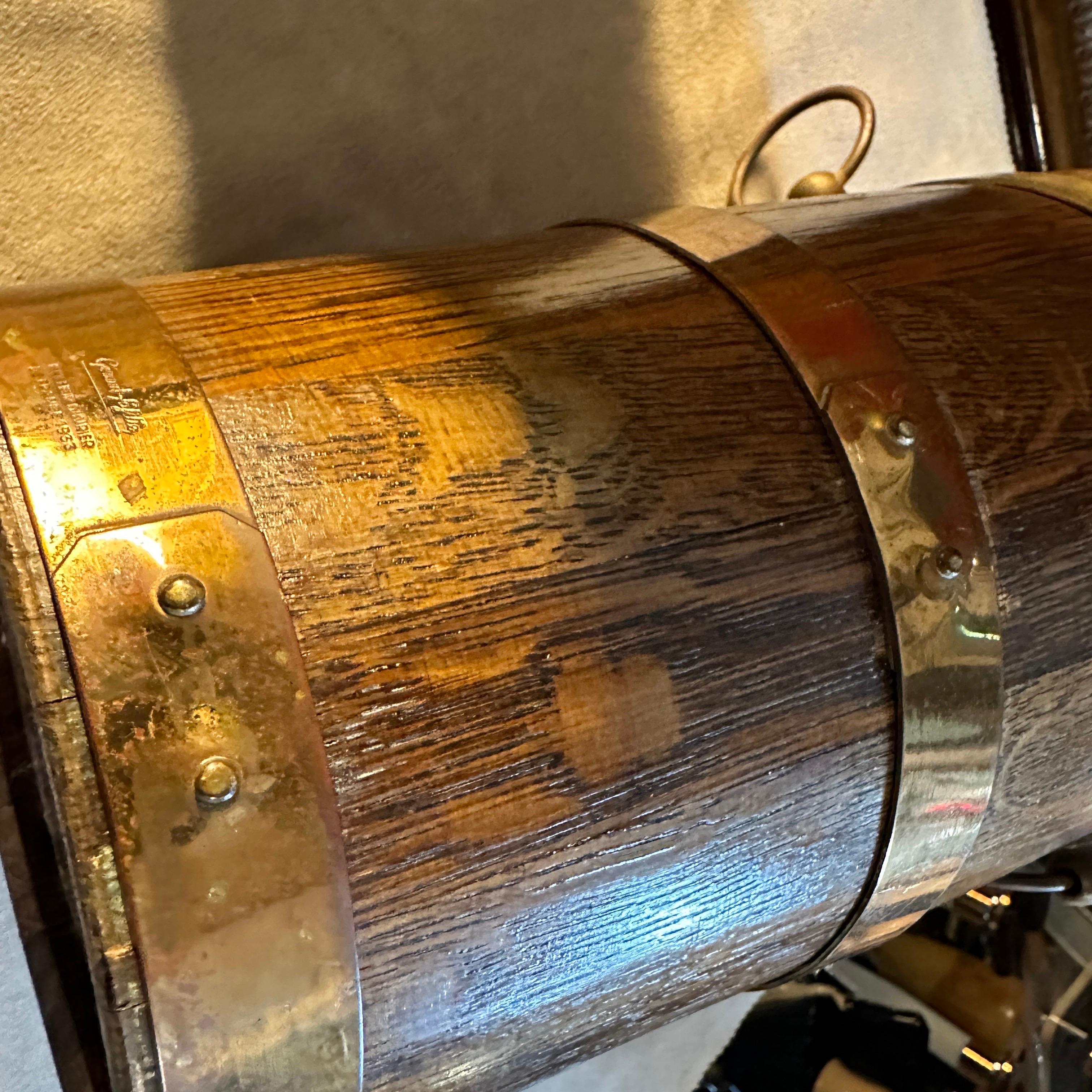 1940s Art Deco Oak Wood and Copper French Wine Cooler by Geraud Lafitte 1