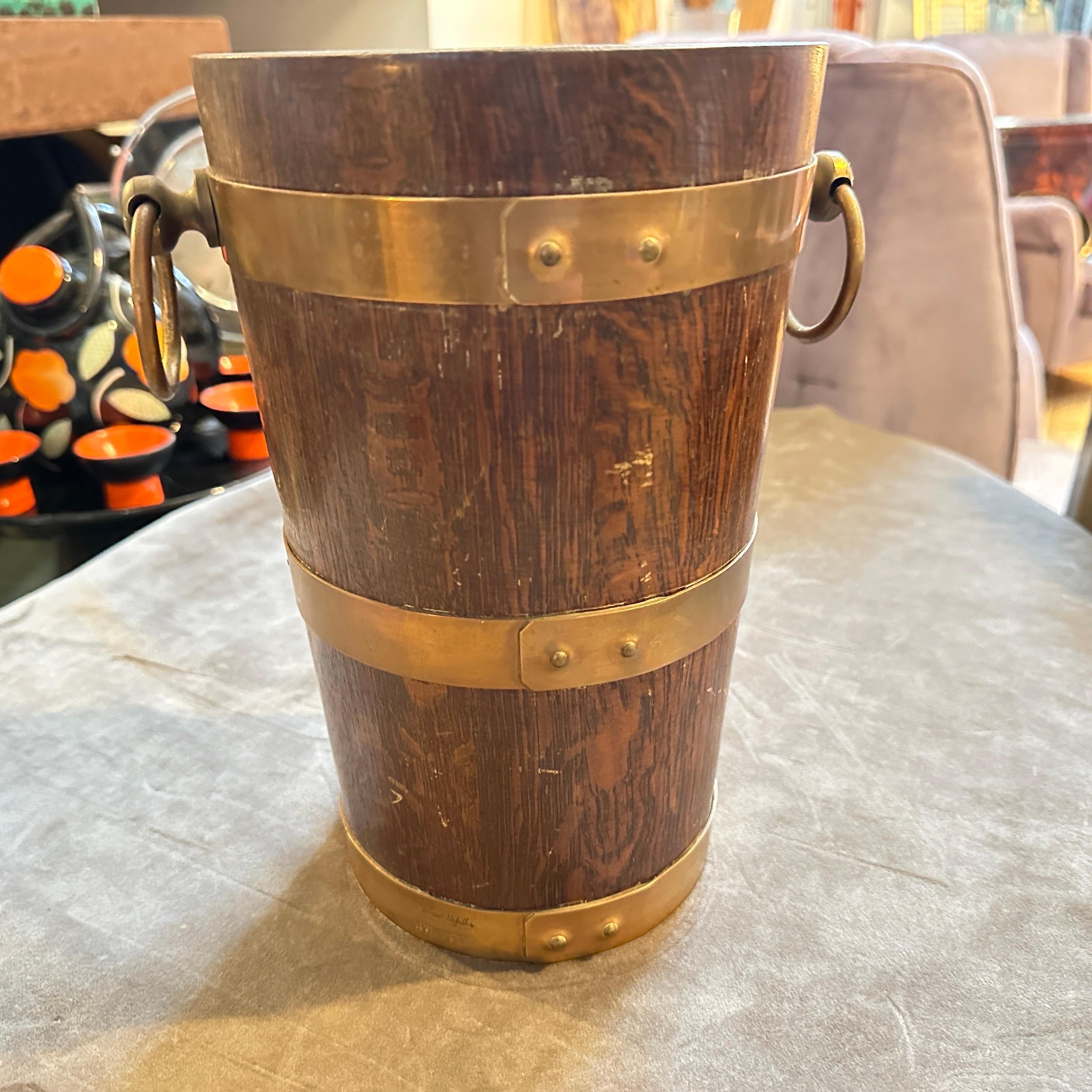 1940s Art Deco Oak Wood and Copper French Wine Cooler by Geraud Lafitte For Sale 2