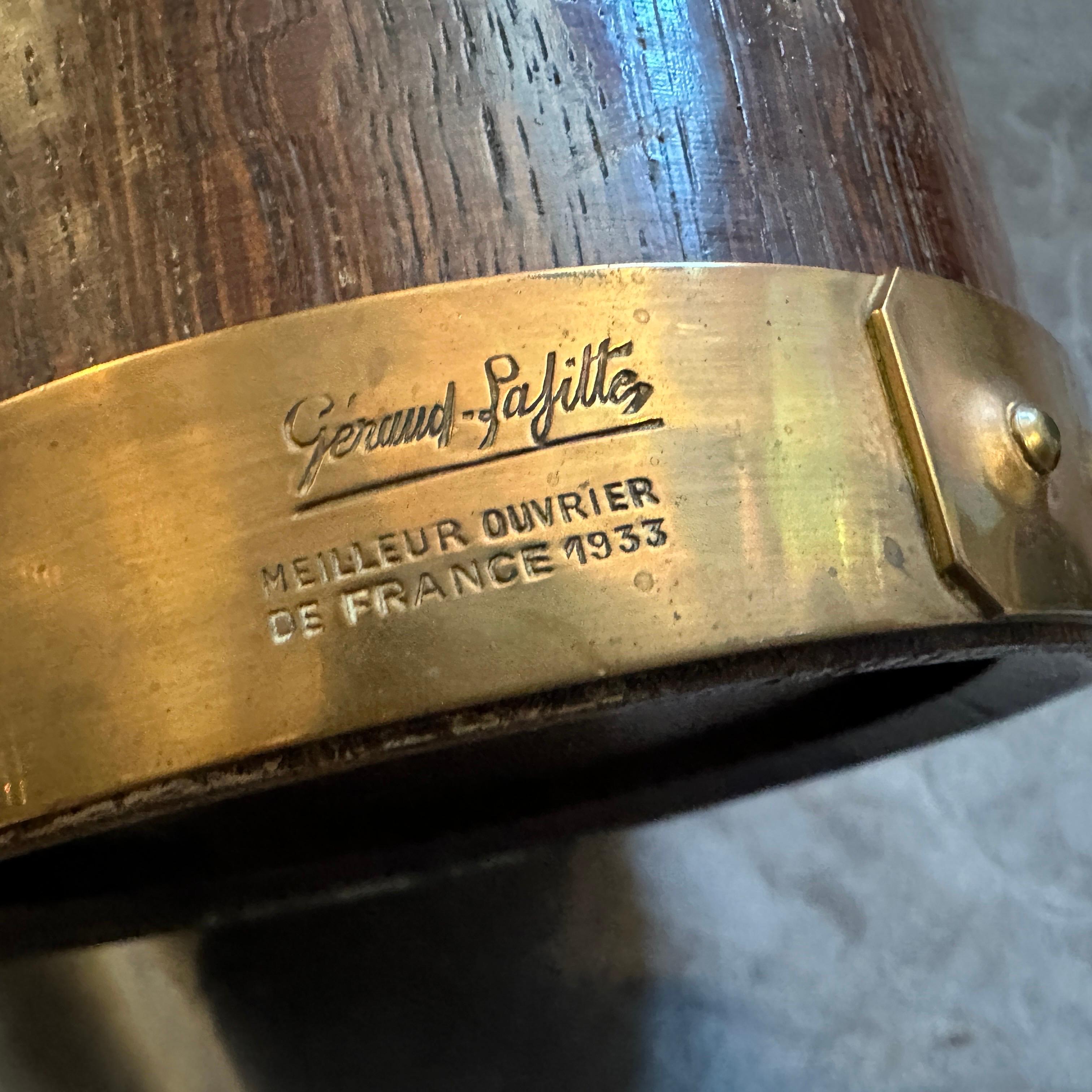 1940s Art Deco Oak Wood and Copper French Wine Cooler by Geraud Lafitte For Sale 3
