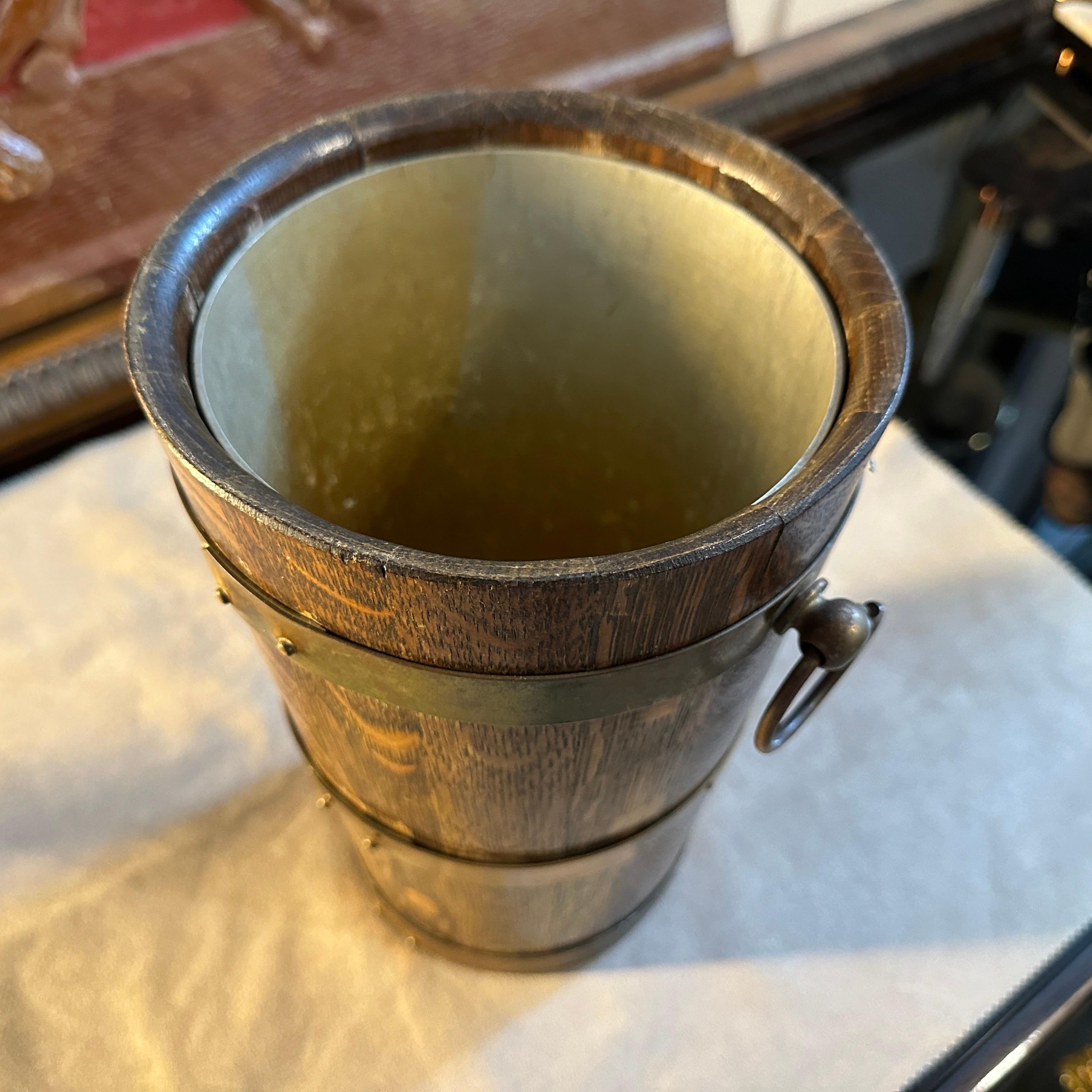 1940s Art Deco Oak Wood and Copper French Wine Cooler by Geraud Lafitte For Sale 4