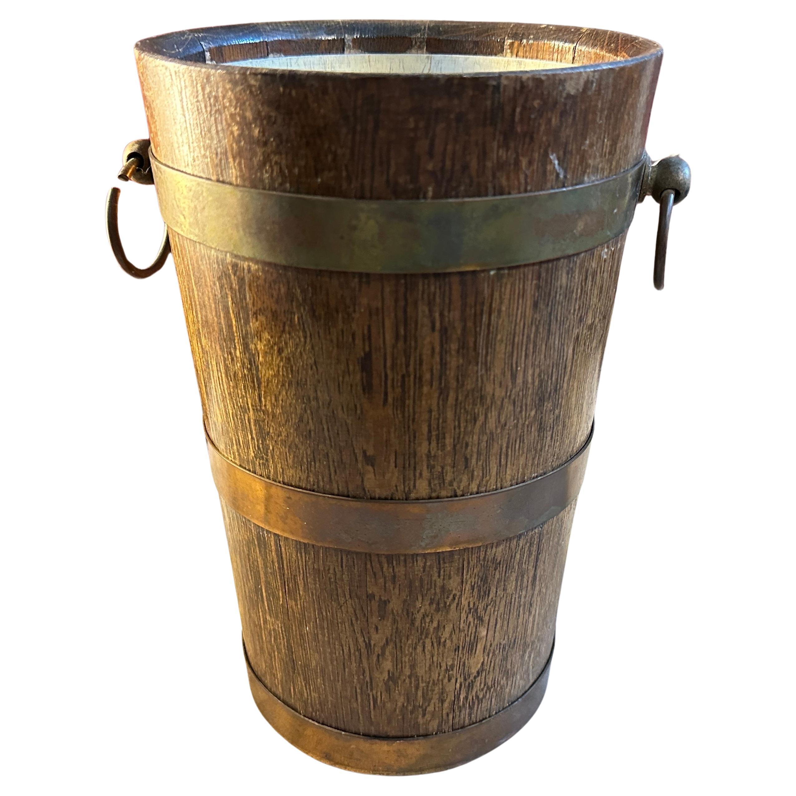 1940s Art Deco Oak Wood and Copper French Wine Cooler by Geraud Lafitte For Sale