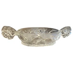 Centrotavola francese ovale in vetro smerigliato Art Deco degli anni '40 di Verlys Glass