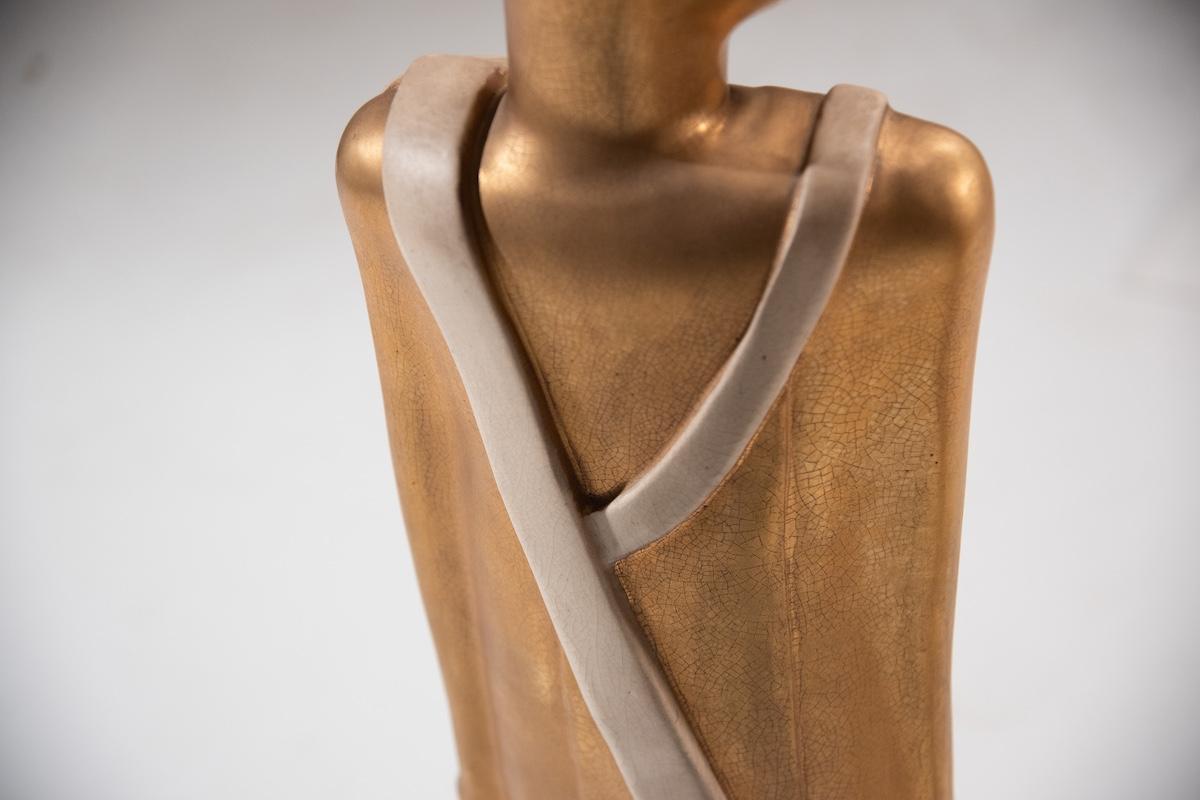 Art Deco degli anni '40, coppia di sculture dorate molto rare 4