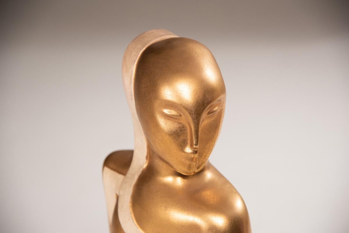 Art Deco degli anni '40, coppia di sculture dorate molto rare 1