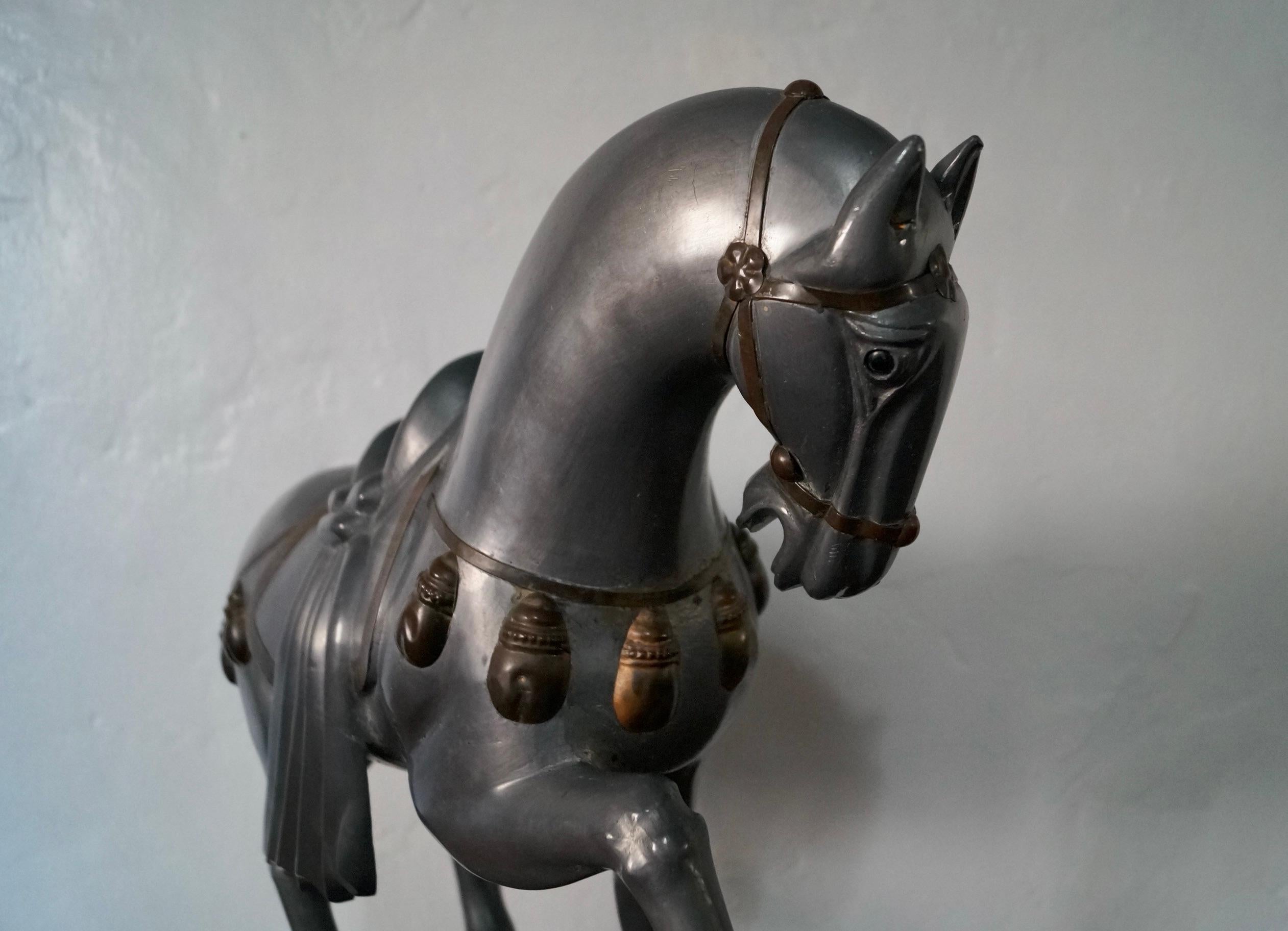 1940's Art Deco Pewter Horse Statue Sculpture For Sale 11