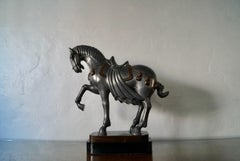 1940's Art Deco Pewter Horse Statue Sculpture