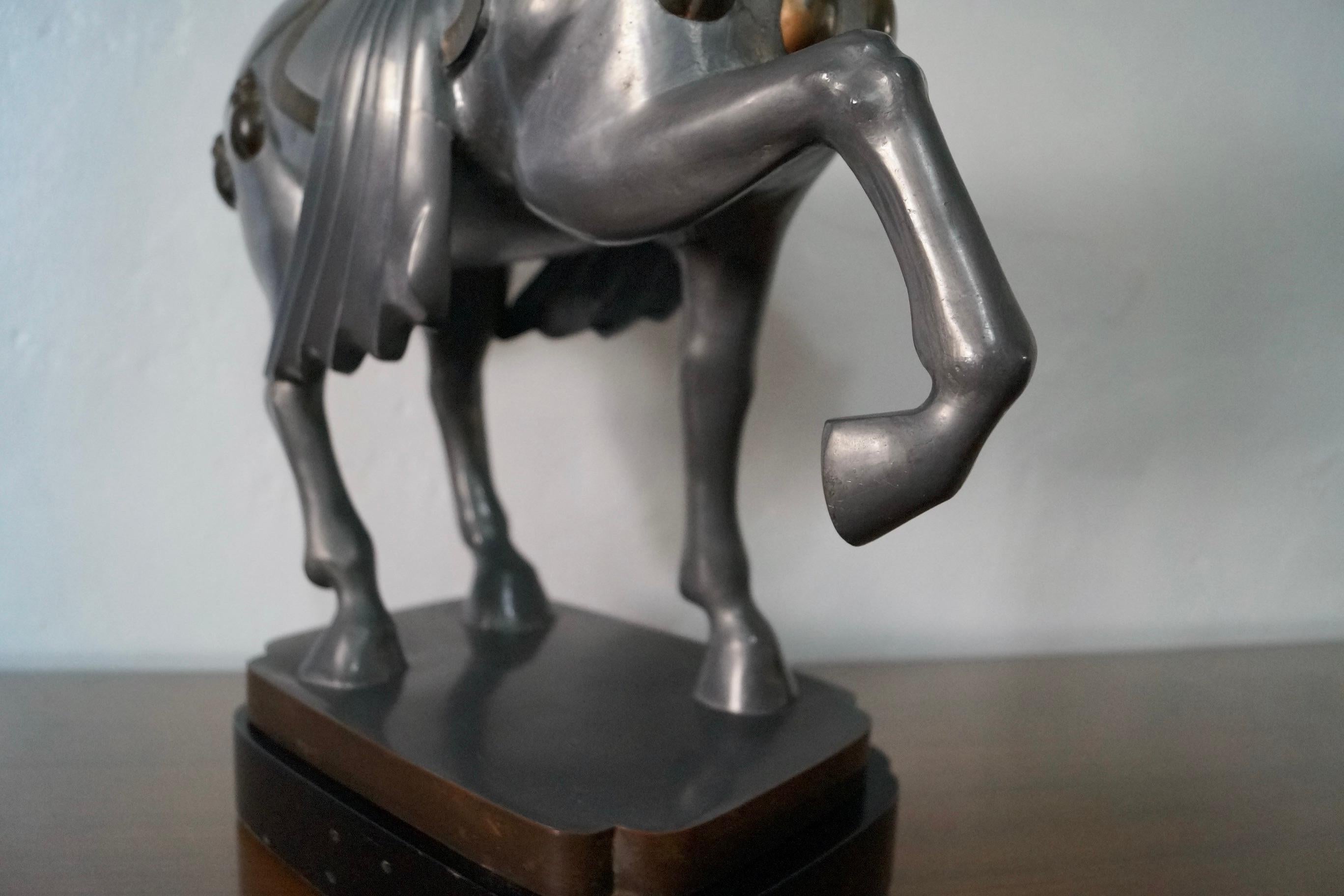 1940's Art Deco Pewter Horse Statue Sculpture For Sale 14