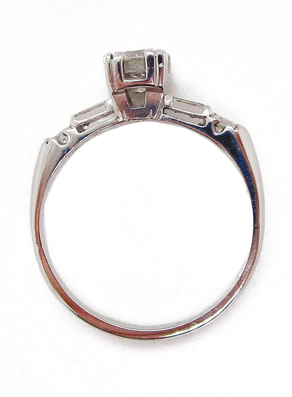 1940s Art Deco Platinum Euro Cut Diamond Engagement Ring 1