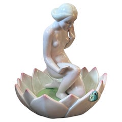 1940s Art Deco Porcelain Figure of a Woman on a Flower by Giovanni Ronzan