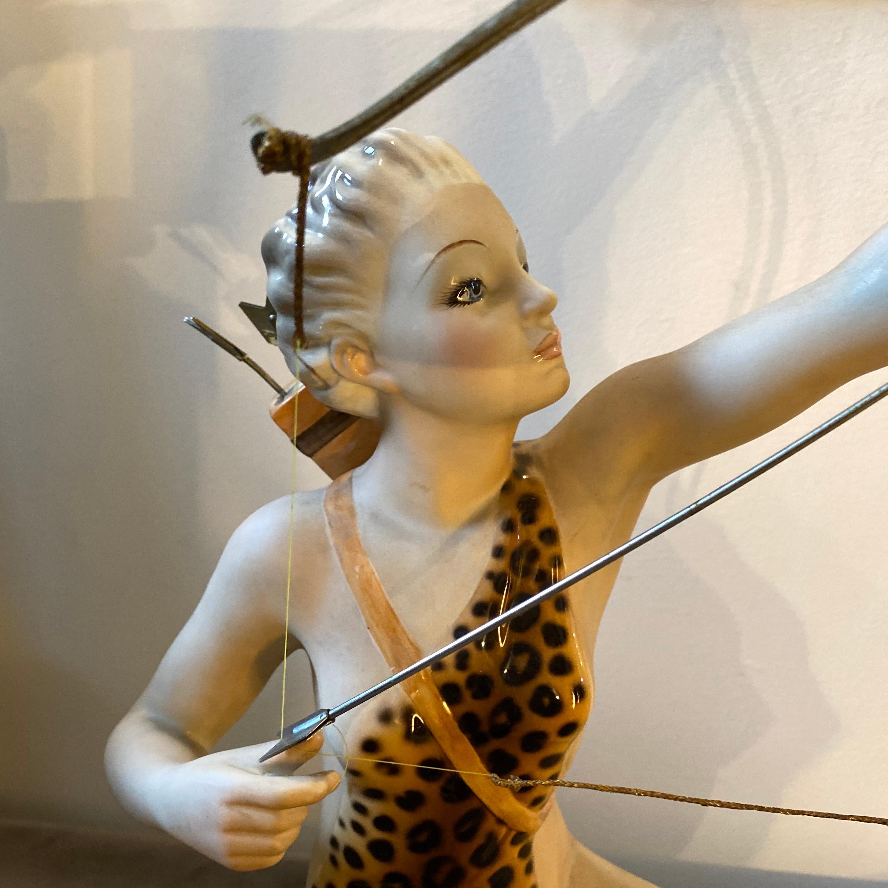 An amazing sculpture of Diane the hunter realized by Giovanni Ronzan in the Forties. The statue it's in lovely conditions and it's a superb example of italian Art Deco period.
