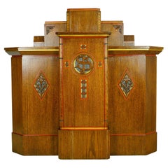 Podio per leggio da chiesa in quercia restaurato in stile Art Deco del 1940