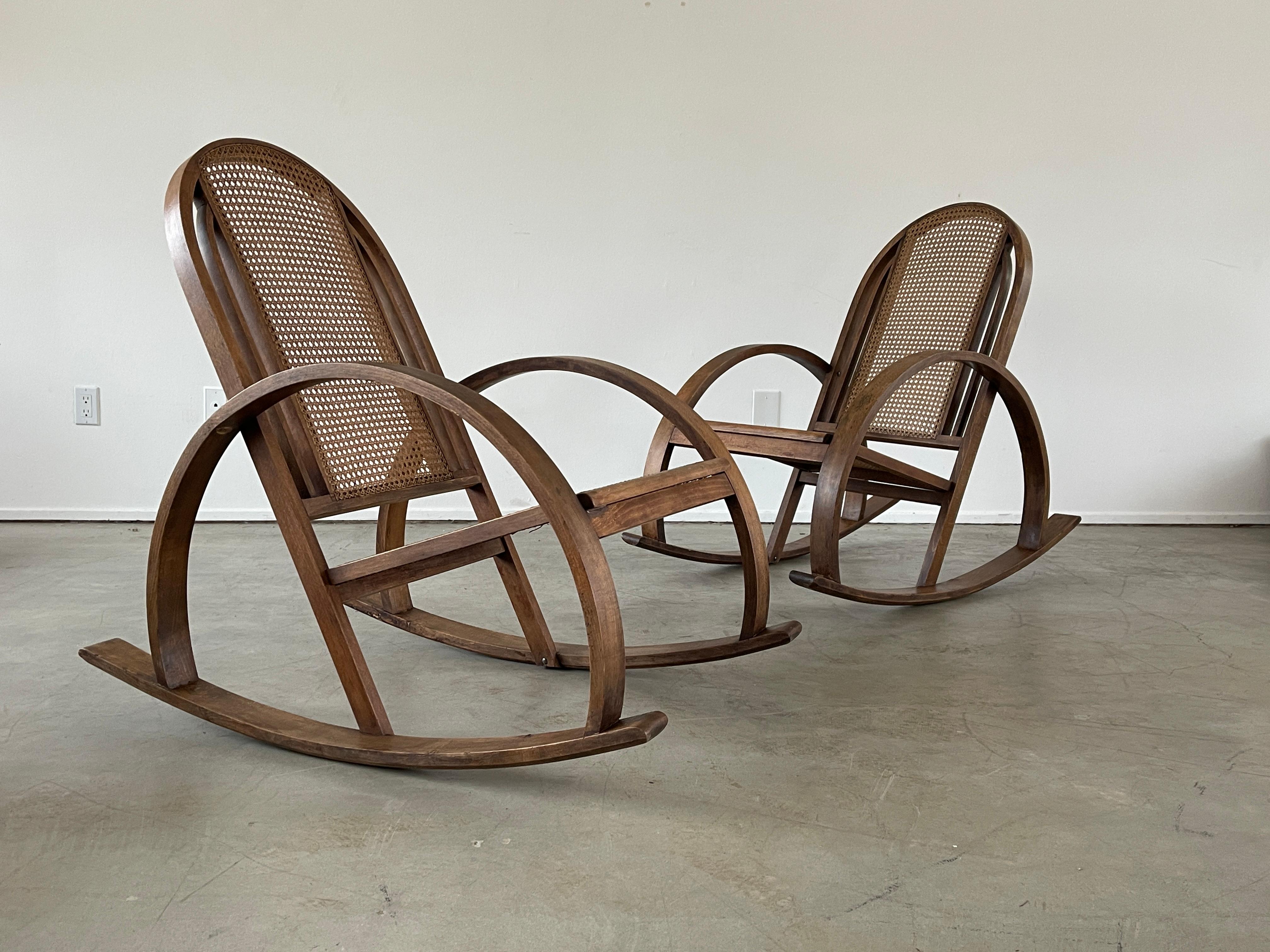 1940's Art Deco Rocking Chairs In Good Condition In Beverly Hills, CA