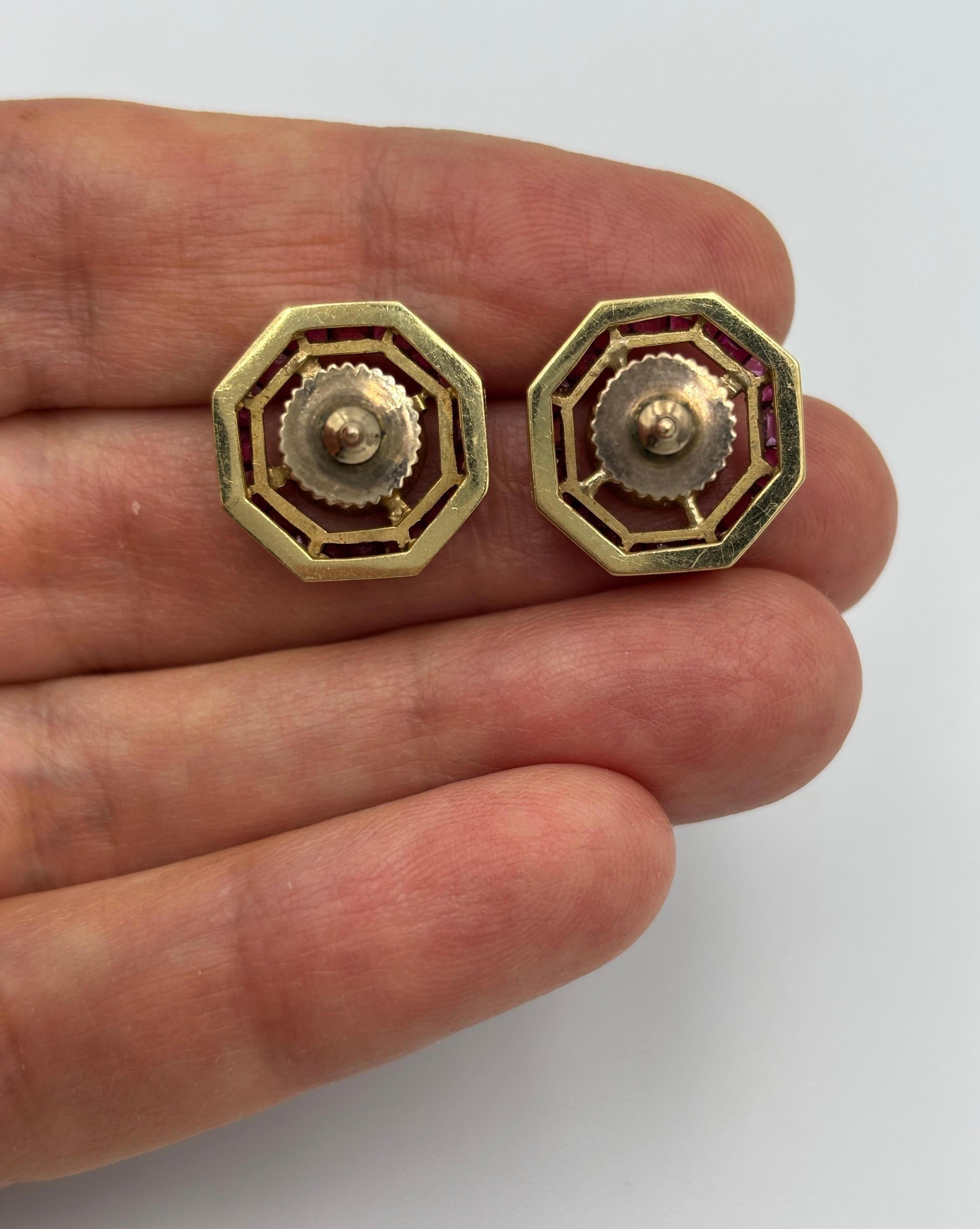 1940s Art Deco rose cut diamond and ruby earrings For Sale 4