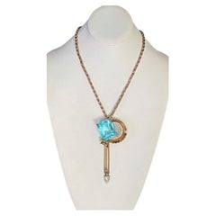 1940s Art Deco Rose Gold Fill Charles Reis Pendant Necklace or Brooch