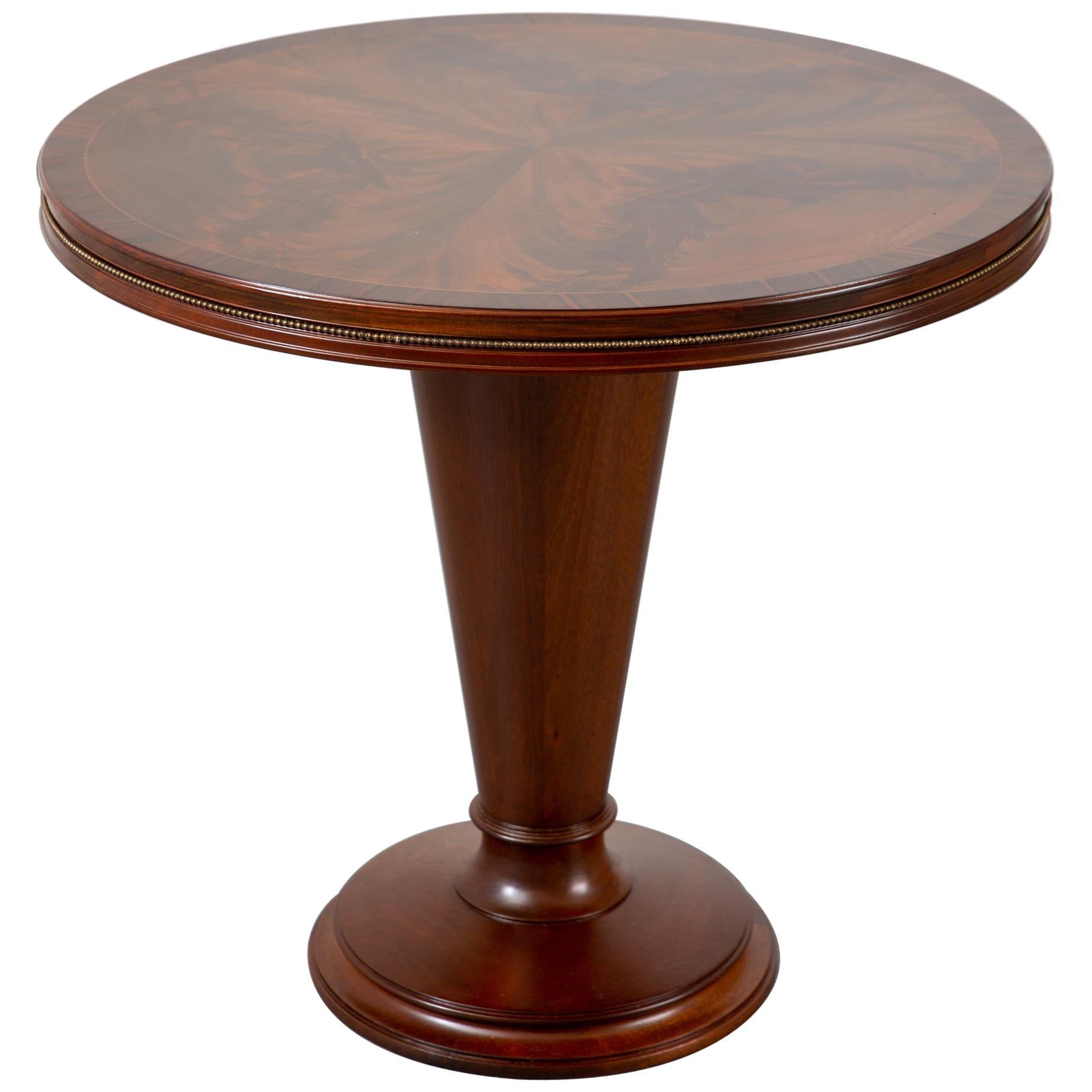 1940's Art Deco Round Center Table with Book Matched Flame Top