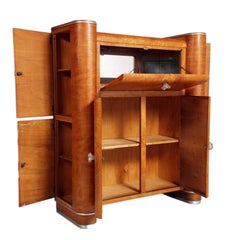 1940s Art Decò Rounded Cabinet Dry Bar Sideboard by A. Fallica for A. Liporesi