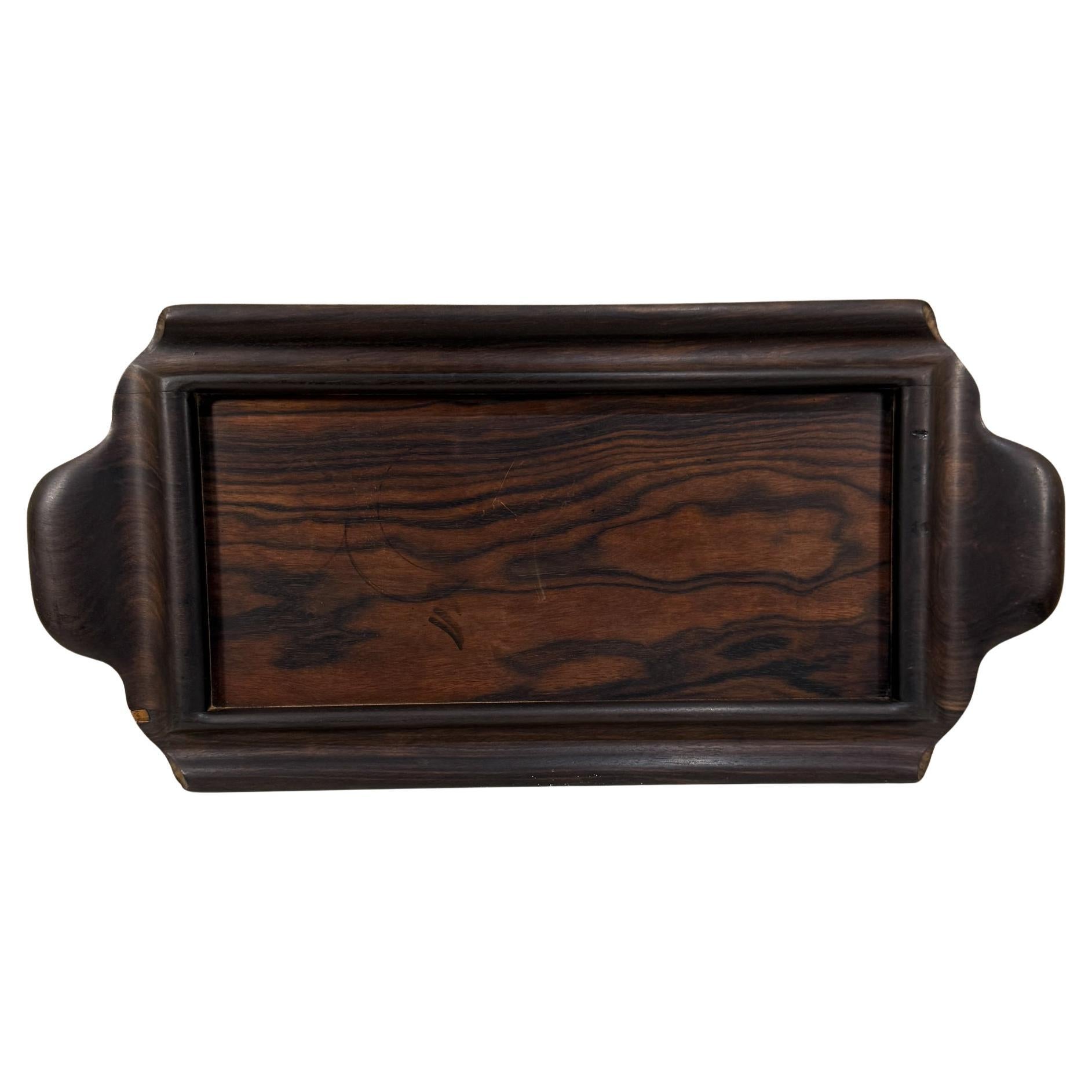 Vassoio da portata Art Deco degli anni '40, pieno di legno esotico