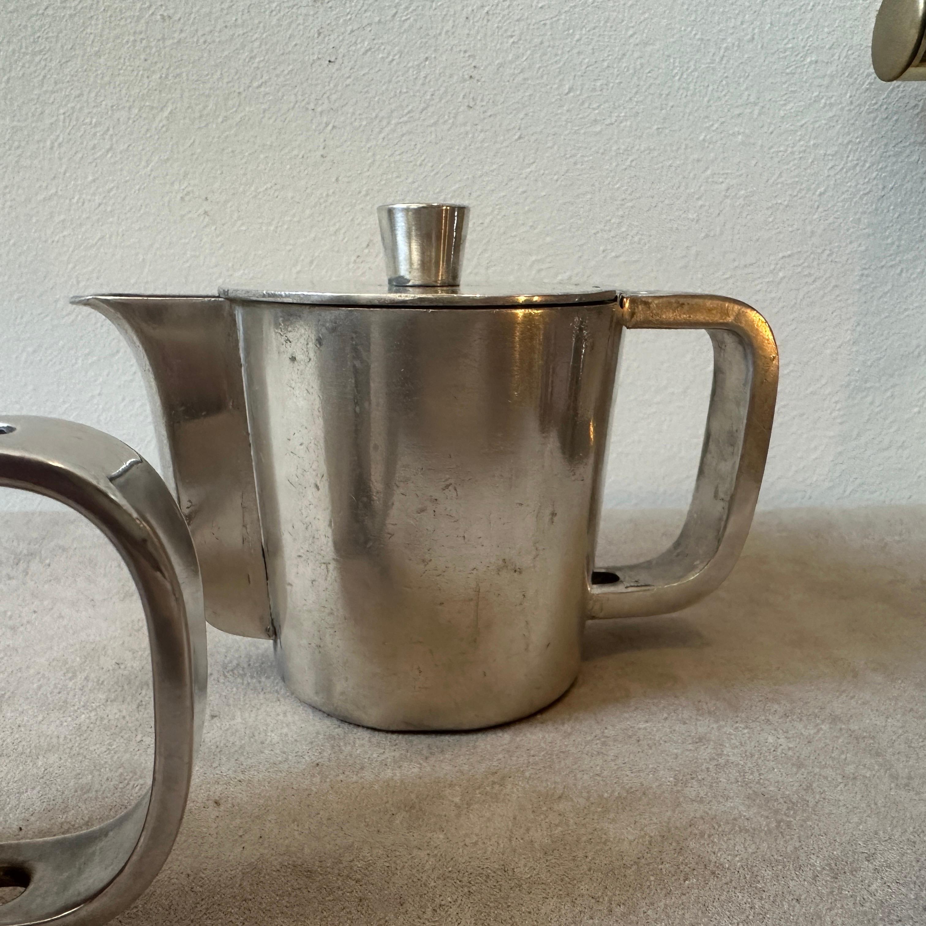 1940s Art Deco Set of Three Alpaca Coffee Pot By Krupp Designed by Gio Ponti In Good Condition For Sale In Aci Castello, IT
