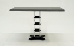1940s Art Deco Dining Table.  Chrome, Black Glass