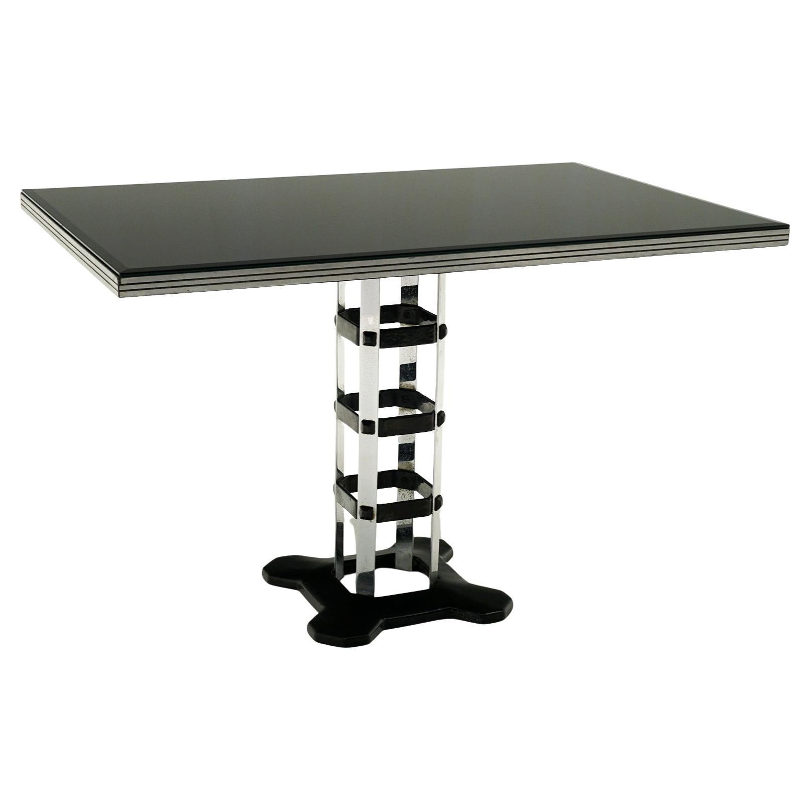 Petite salle à manger Art Déco 1940.  Chrome, verre noir