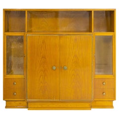 1940s Art Deco Spruce Wood Cabinet Showcase, Portugal