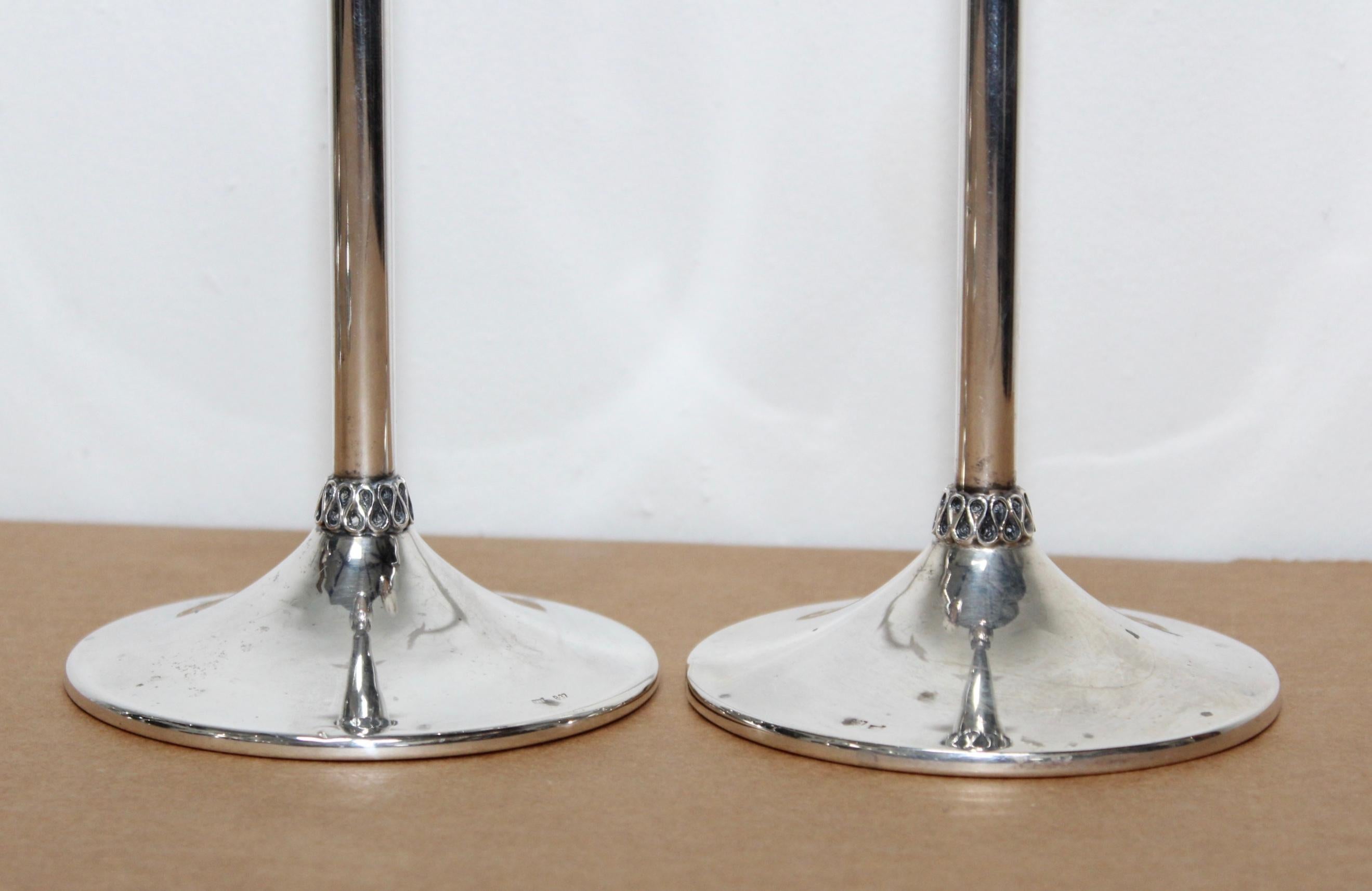 1940s Art Deco Sterling Silver Candlesticks For Sale 8
