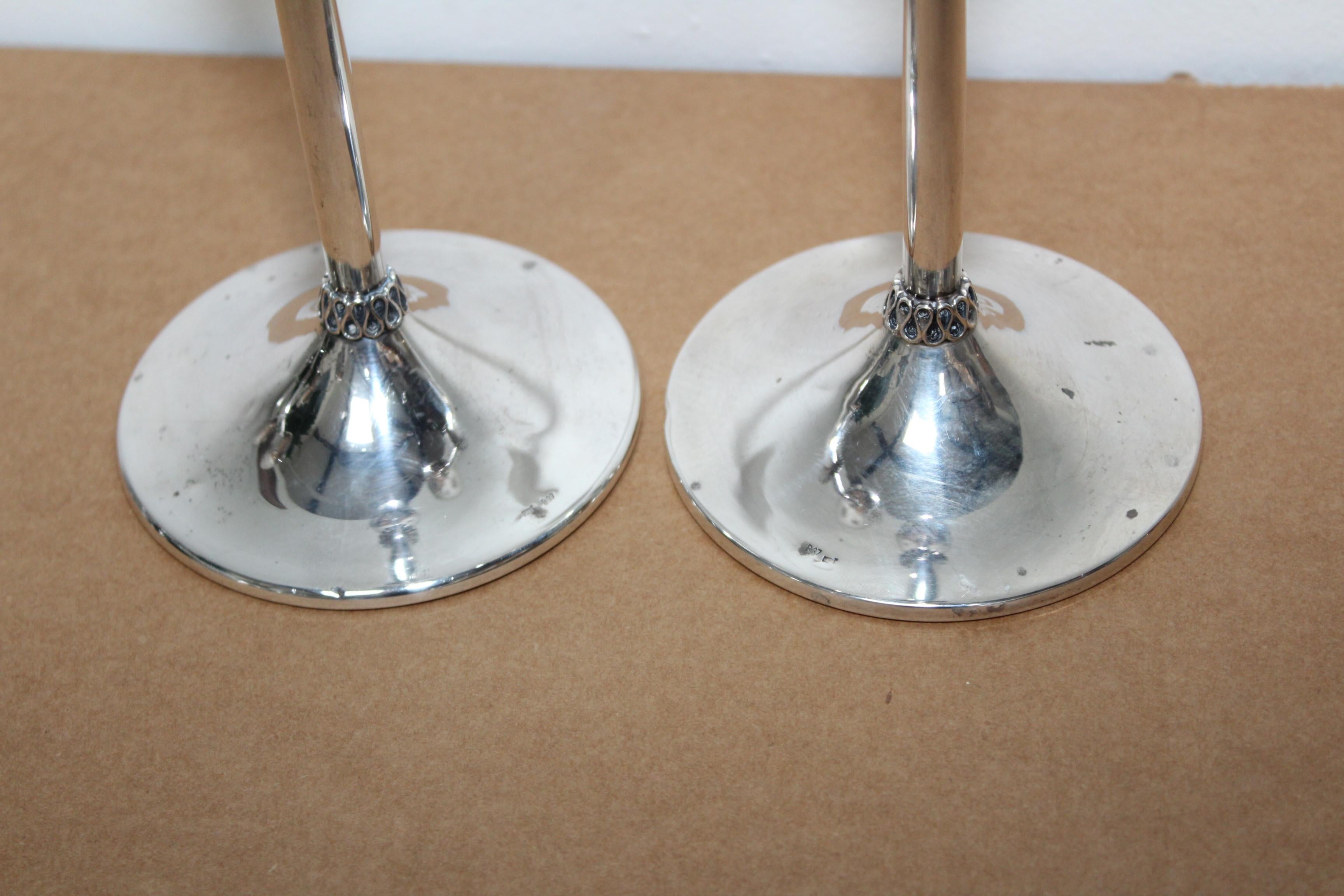 1940s Art Deco Sterling Silver Candlesticks For Sale 11