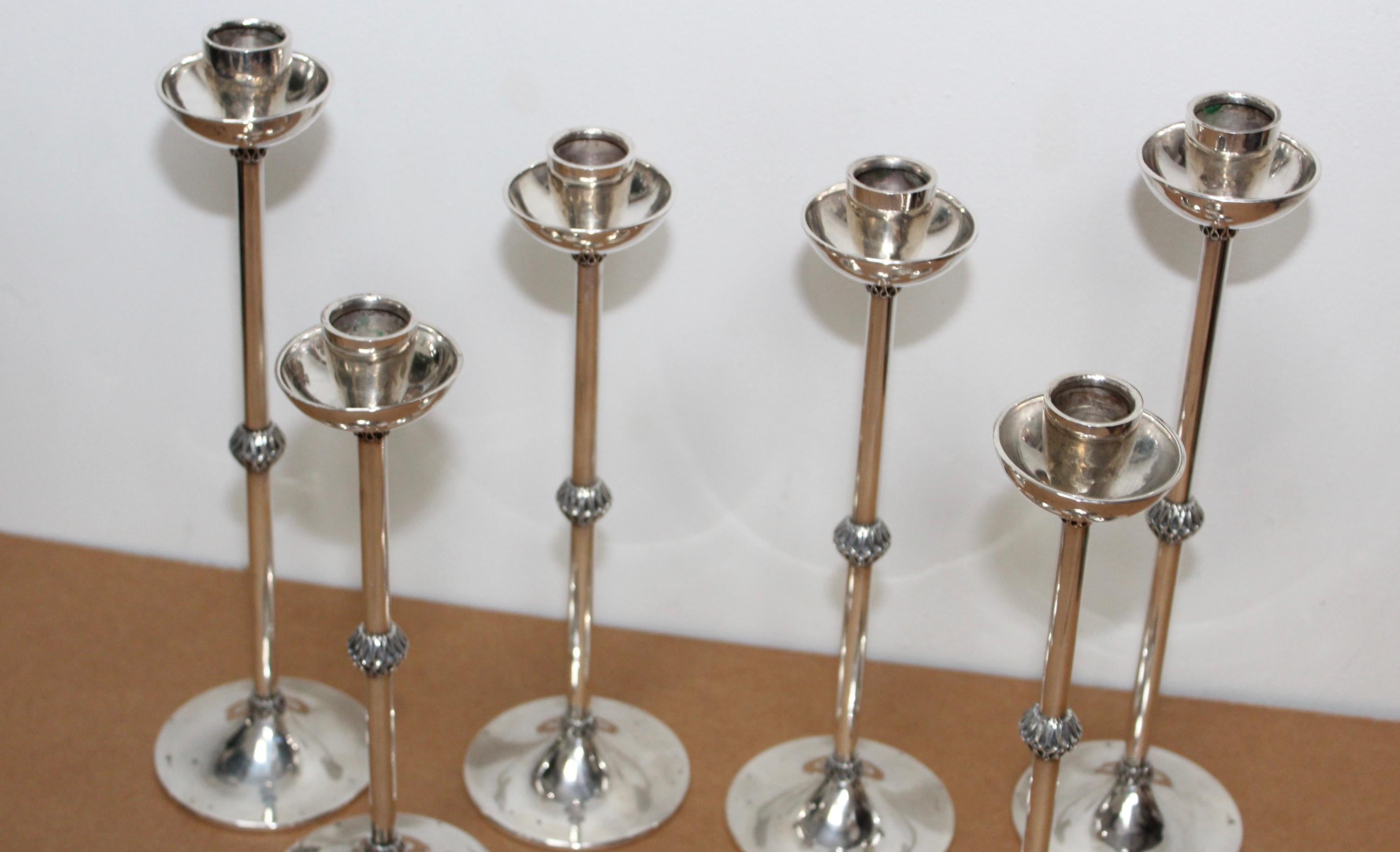 1940s Art Deco Sterling Silver Candlesticks For Sale 1