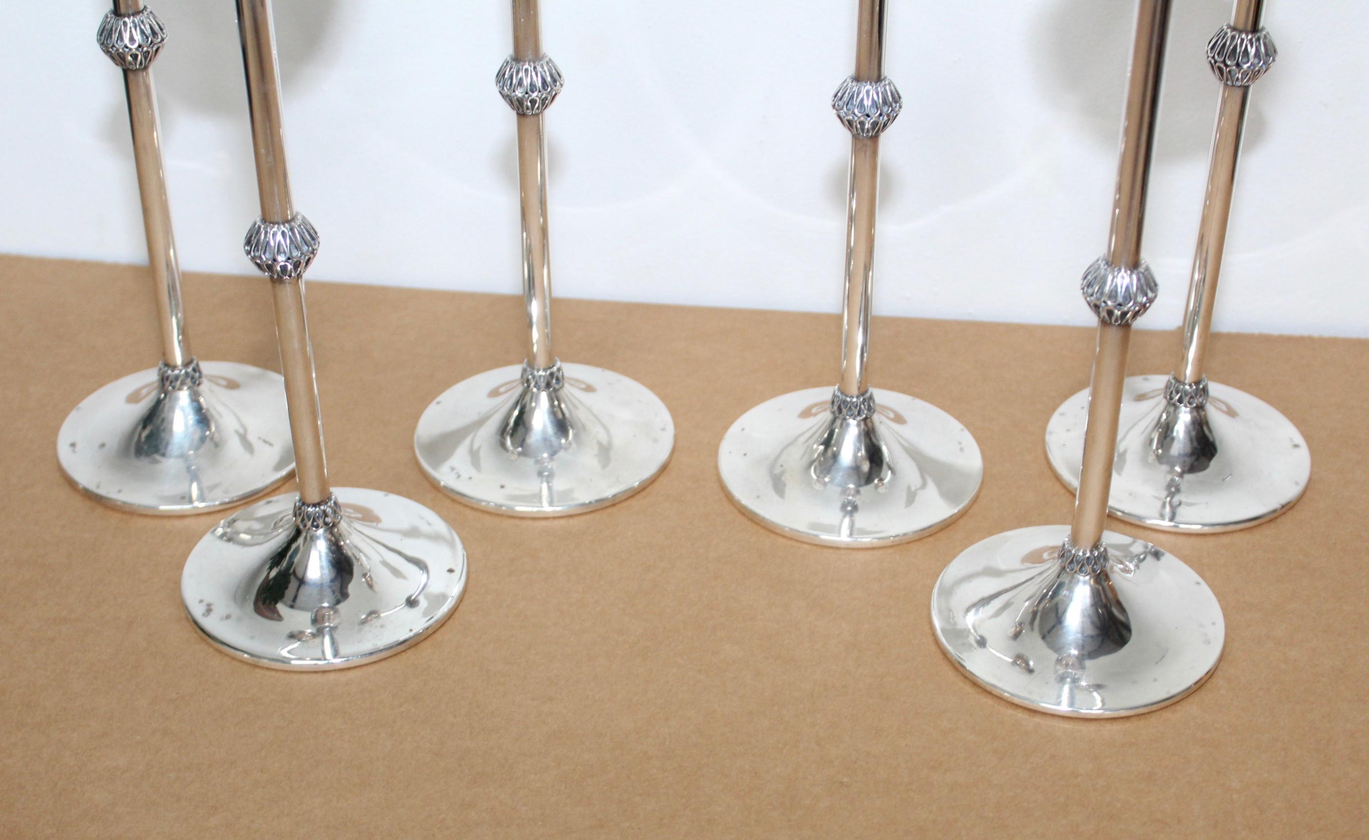 1940s Art Deco Sterling Silver Candlesticks For Sale 2