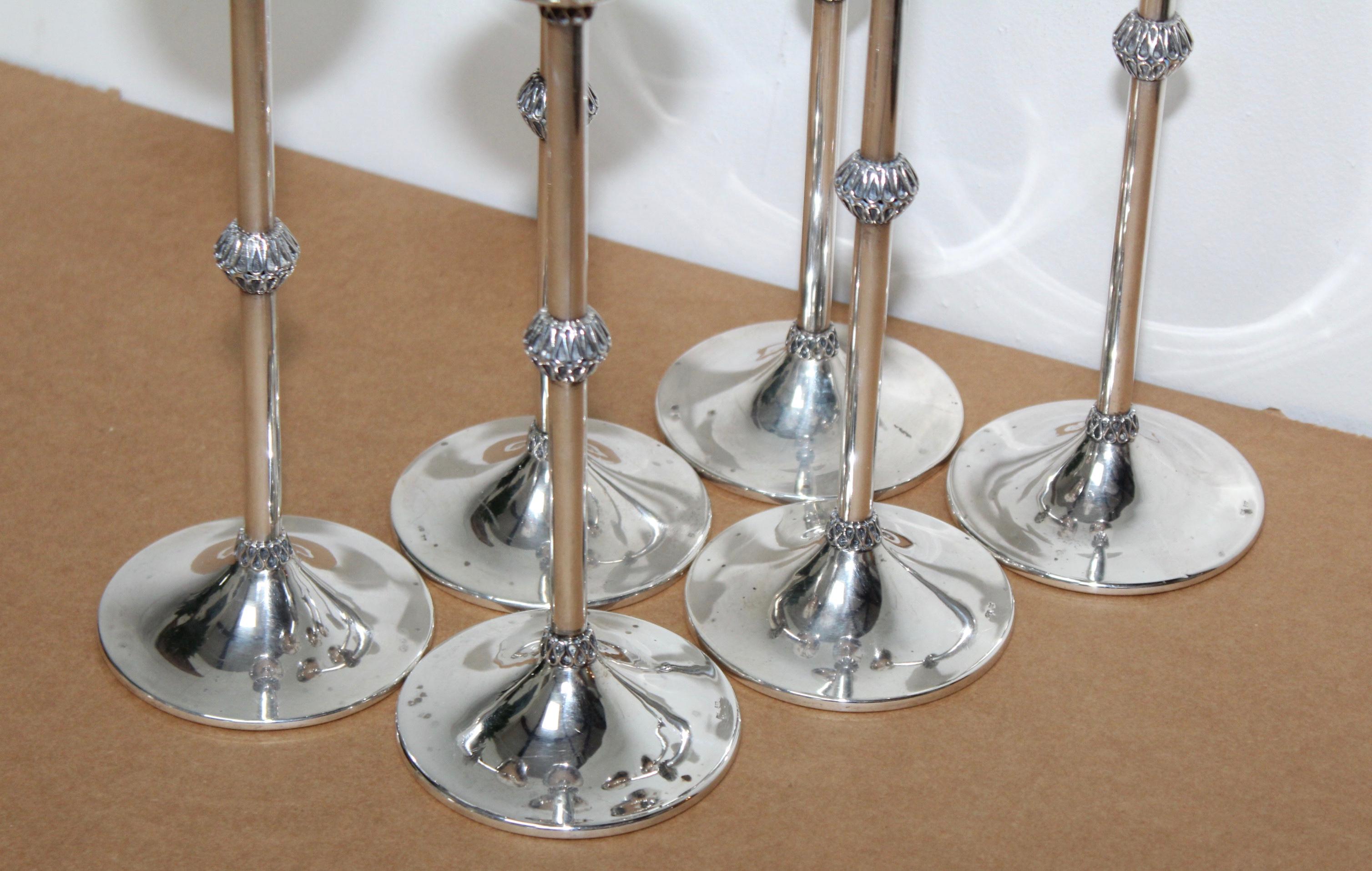 1940s Art Deco Sterling Silver Candlesticks For Sale 3