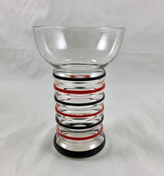 1940s Art Deco Style Dunbar Aramis Black & Red Striped Highball Glasses Set of 8
