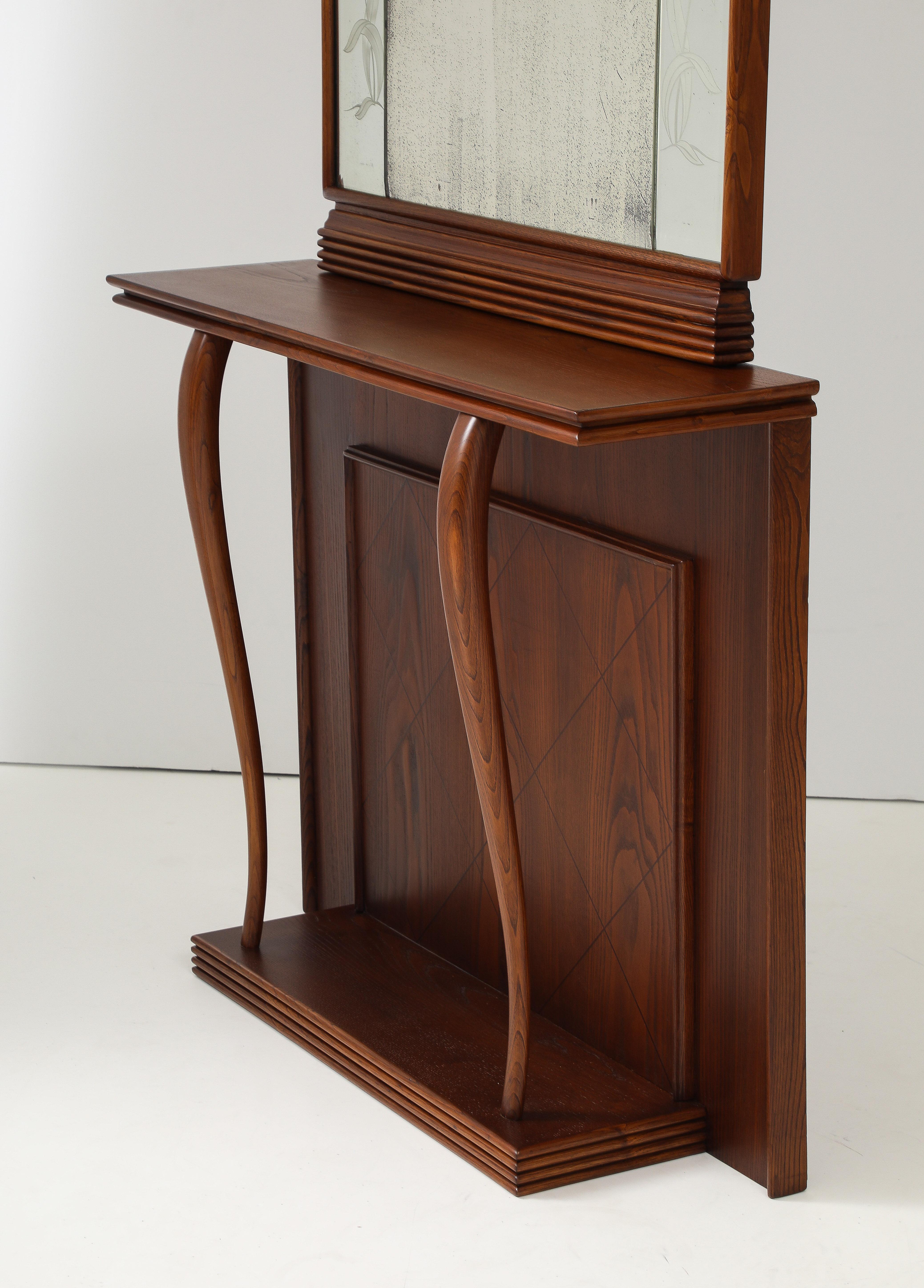 1940's Art-Deco-Stil Italienisch Flur Konsole und Spiegel Ico Parisi Stil im Angebot 1
