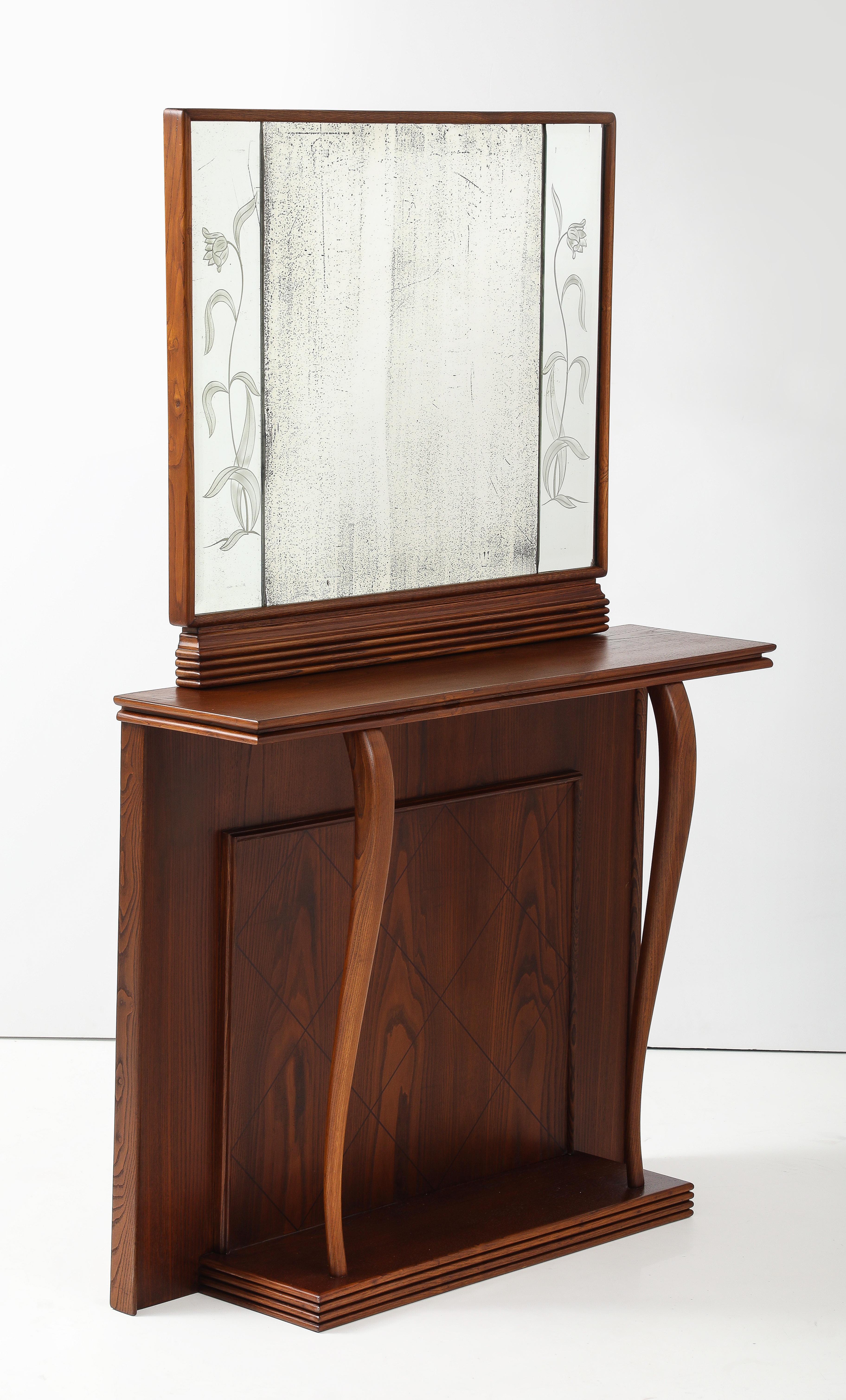 1940's Art-Deco-Stil Italienisch Flur Konsole und Spiegel Ico Parisi Stil im Angebot 2