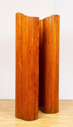 1940s Art Deco Vintage Jomain Baumann Pine Lamels Floor Screen Room Divider
