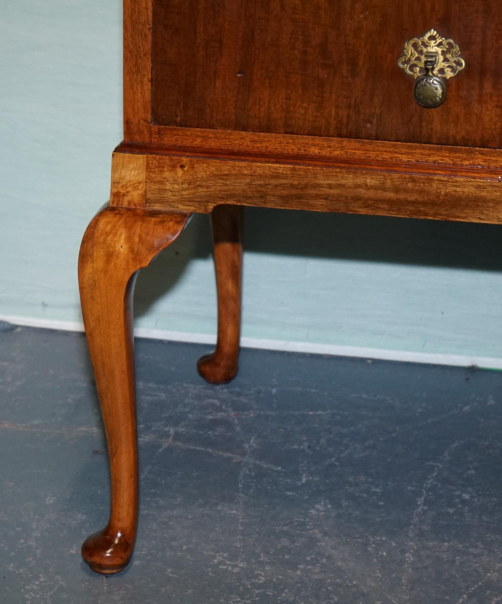1930's ART DECO WALNUT DRESSING TABLE QUEEN ANNE STYLE DESK For Sale 9
