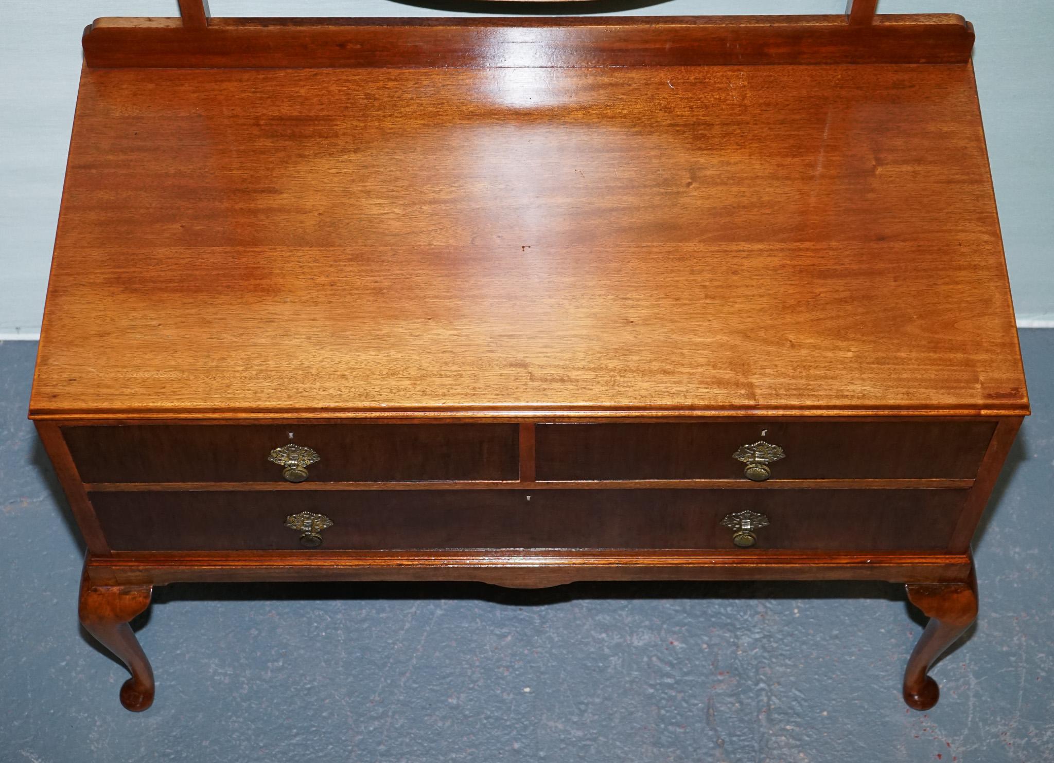 20th Century 1930's ART DECO WALNUT DRESSING TABLE QUEEN ANNE STYLE DESK For Sale