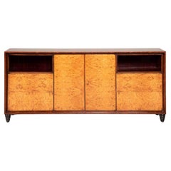 Used 1940s Art Deco Wooden Bar Cabinet Sideboard, Mirrored and Illuminated Interior