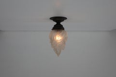 1940s Art Deco "Zenith" Style Frosted  Glass Flame Ceiling or Wall Lamp