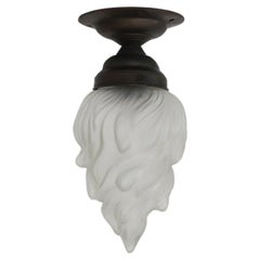 1940s Art Deco "Zenith" Style Frosted  Glass Flame Ceiling or Wall Lamp