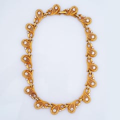 1940s Art Nouveau Teardrop Link Choker Necklace By Alfred Philippe For Trifari