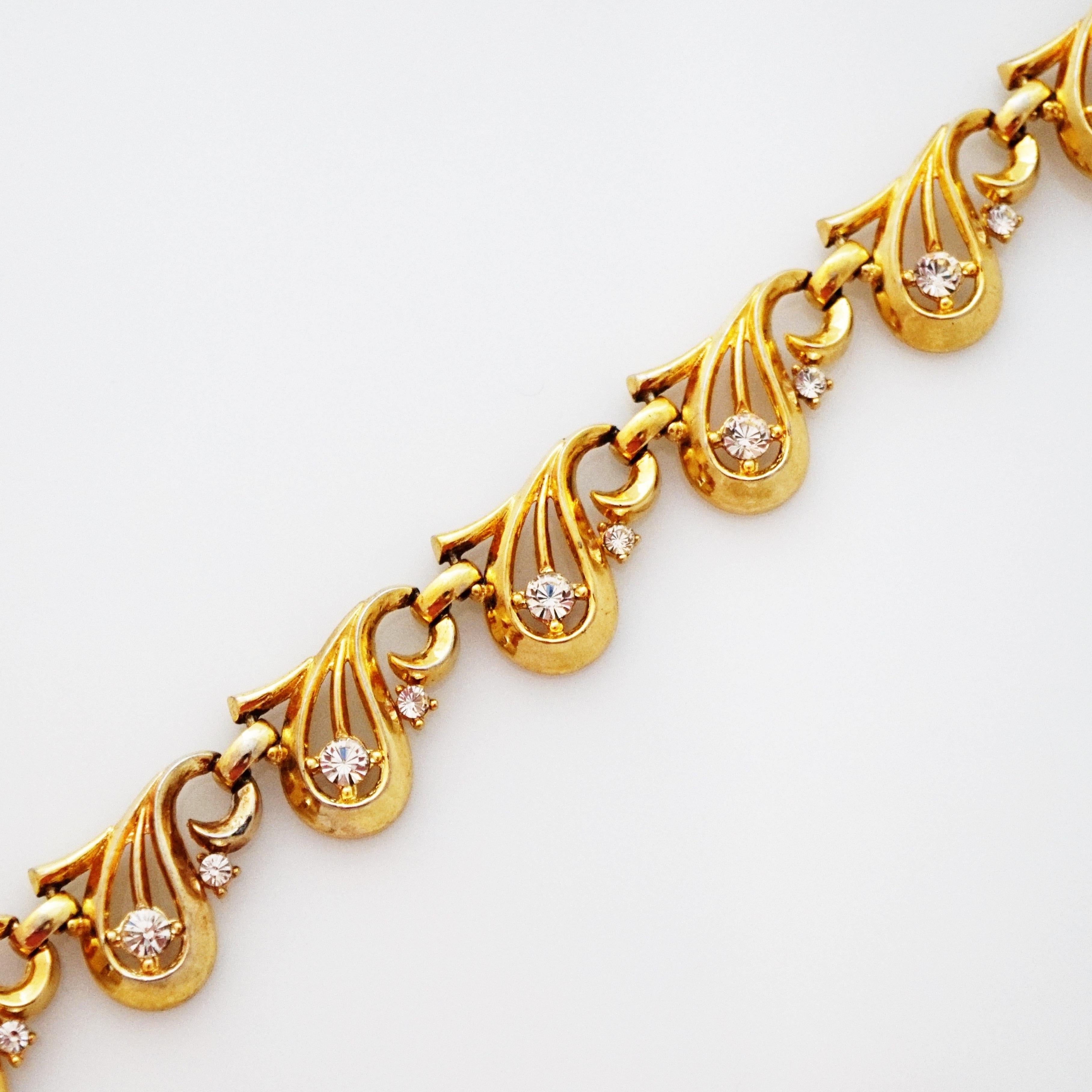1940s Art Nouveau Teardrop Link Choker Necklace By Alfred Philippe For Trifari For Sale 1