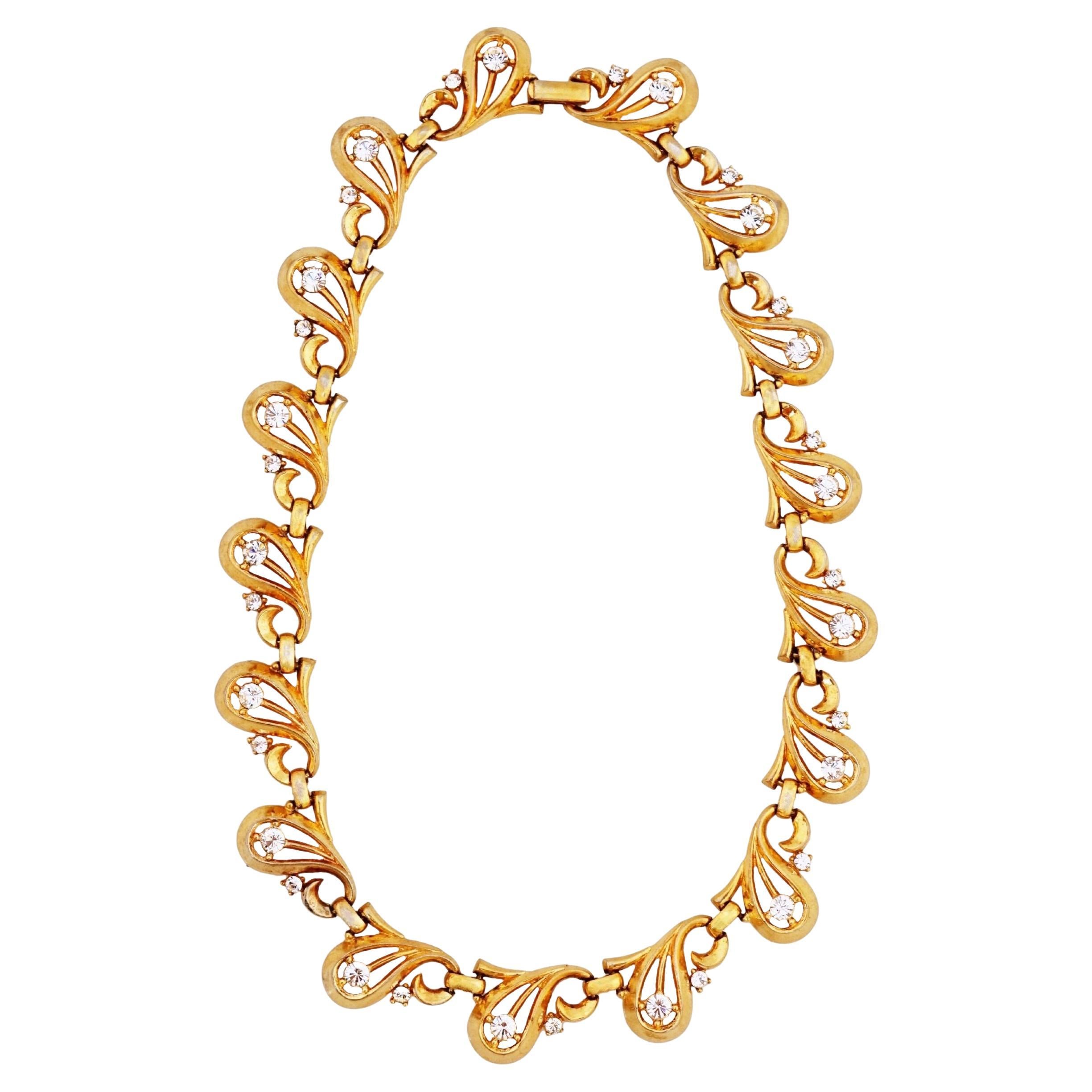 1940s Art Nouveau Teardrop Link Choker Necklace By Alfred Philippe For Trifari