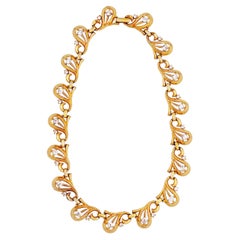 Collier ras du cou Art nouveau à maillons en forme de goutte d'eau par Alfred Philippe pour Trifari, années 1940