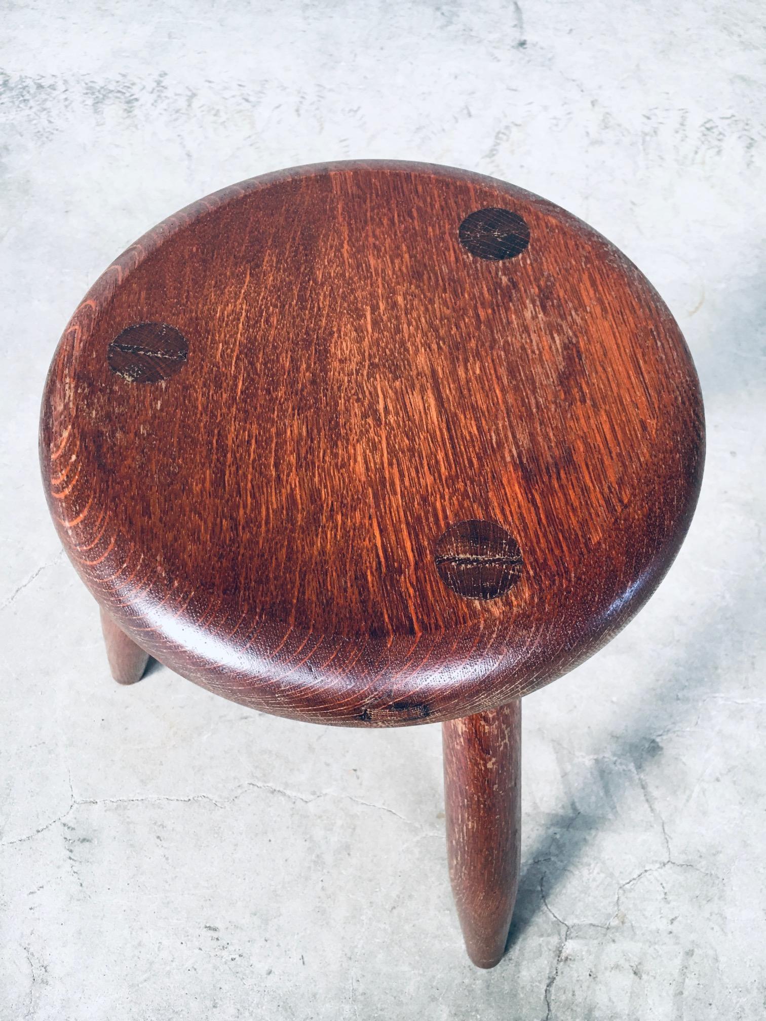 1940's Artisan Turned Oak Tripod Stool For Sale 6