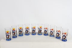 1940s Artist Hand-Painted Bar Glasses with Cowboy, Lasso & Cactus Theme - Rita