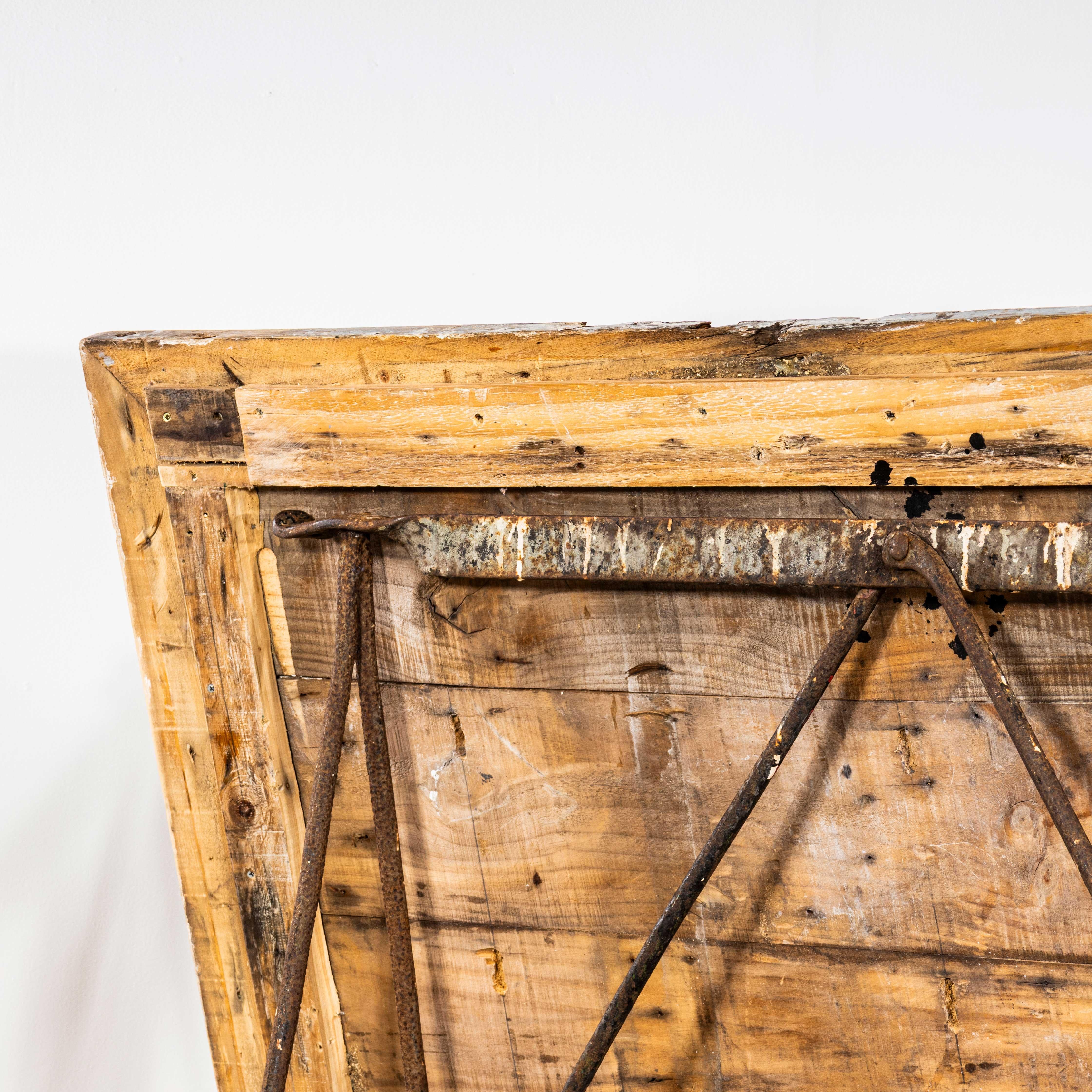 1940's Artists High Console Table - Forged Iron Trestle Bases For Sale 2