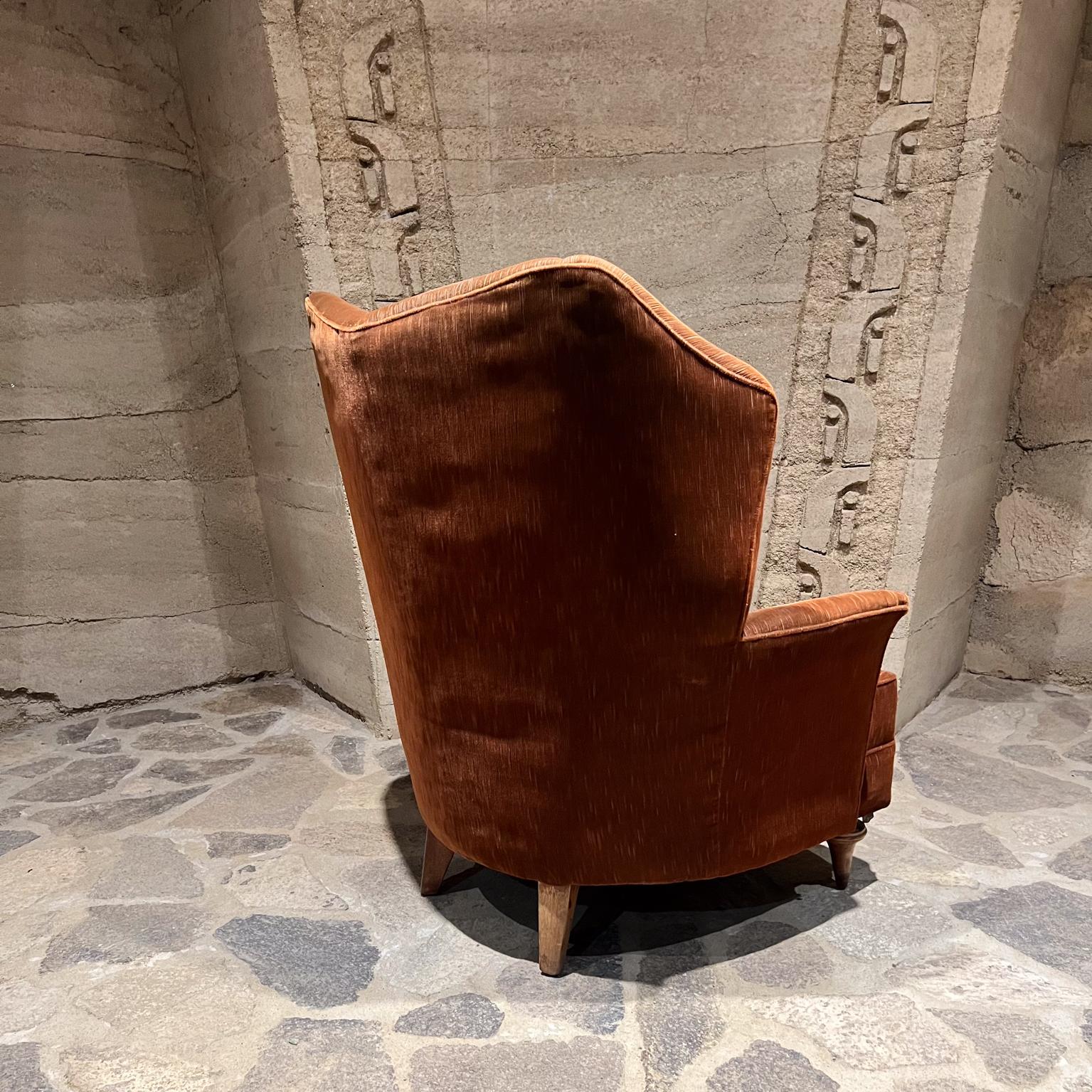 Mohair 1940s Arturo Pani Sophisticated Wingback Lounge Chair Mexico City