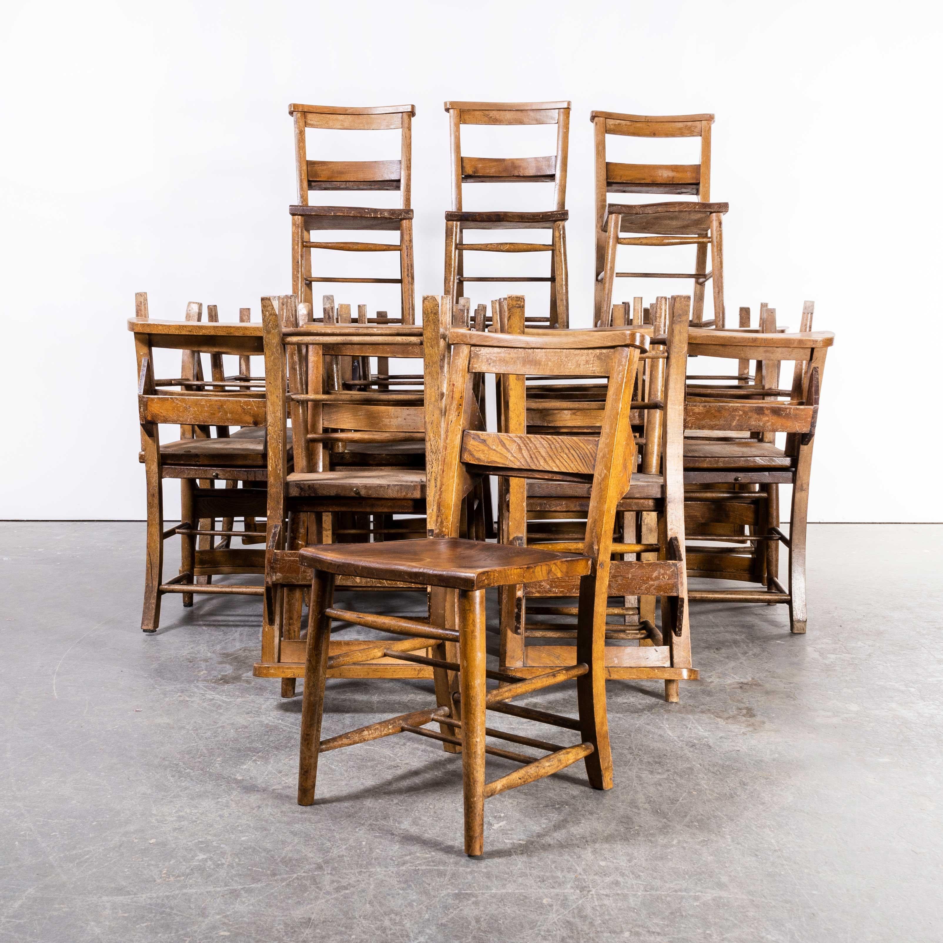 1940's Ash Church, Chapel Dining Chairs, Large Quantities Available 1